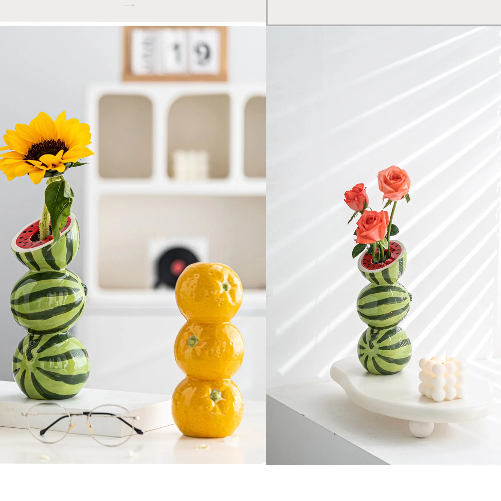 Trendy Fruit-Shaped Ceramic Vase Set Minimalist Home Decor 7