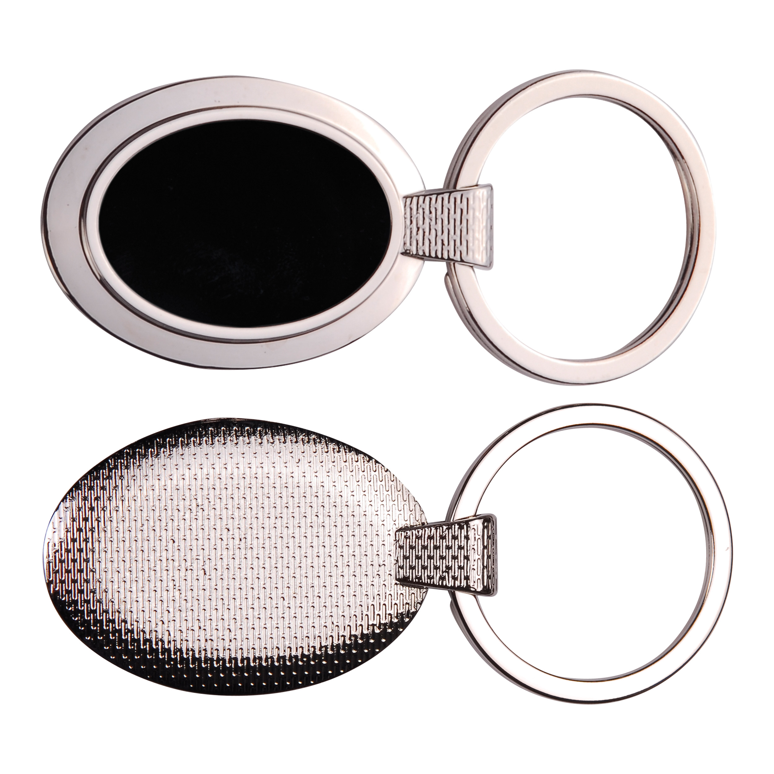 Oval Shaped Metal Key Chain with Reflective Finish 1