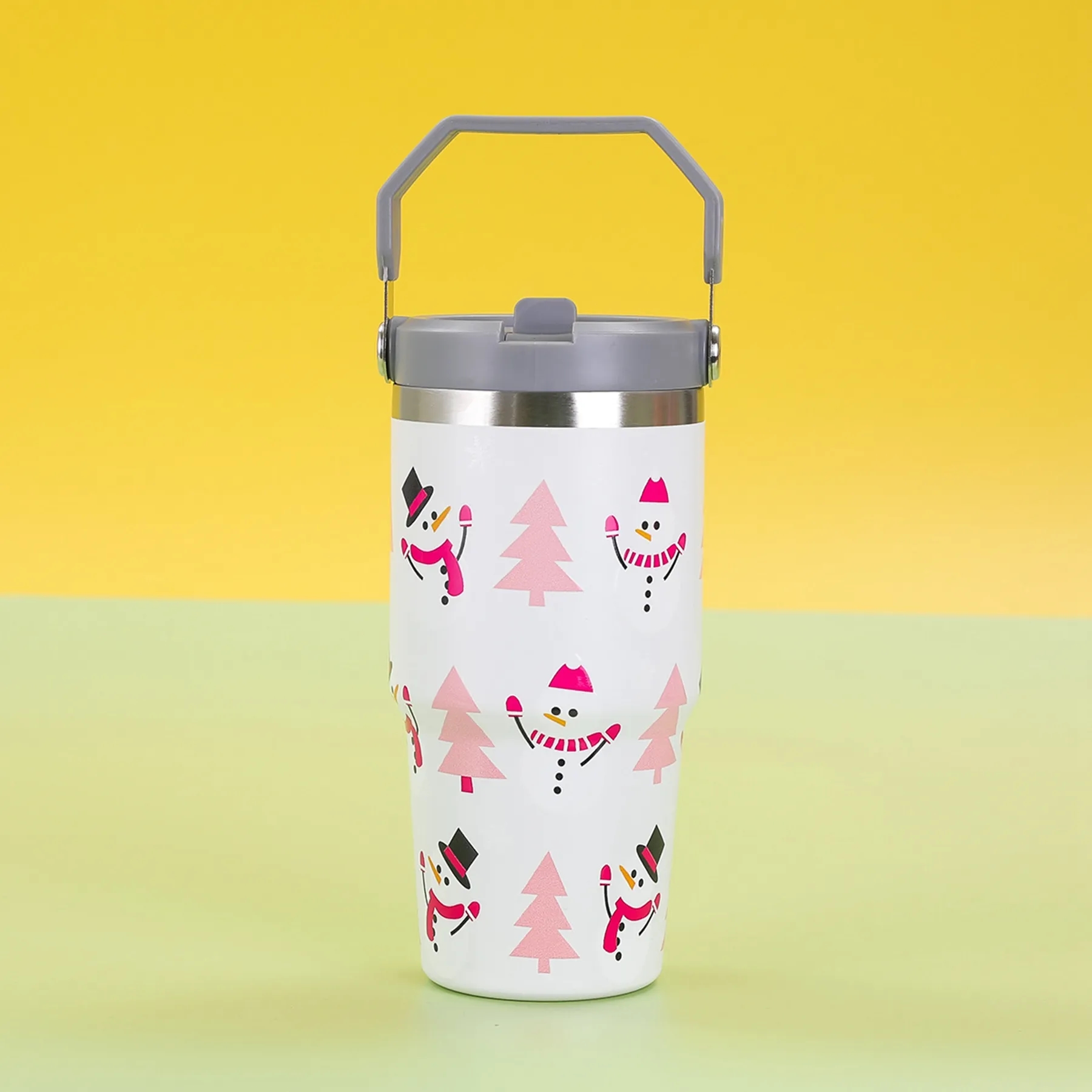 30 Oz. Custom Christmas Theme Vacuum Mug with Straw Lid 4