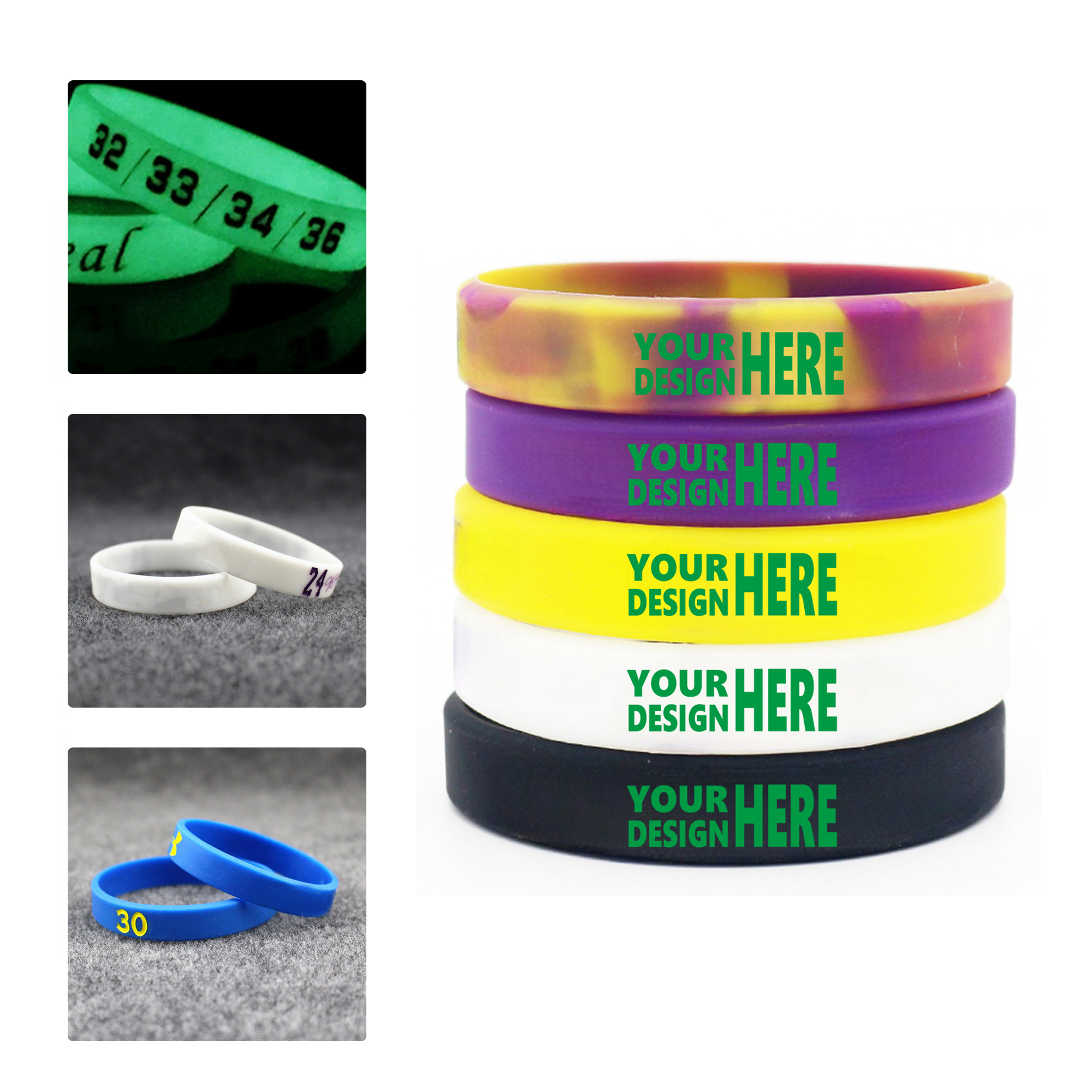MOQ50 Glow In The Dark Silicone Debossed Wristband 1