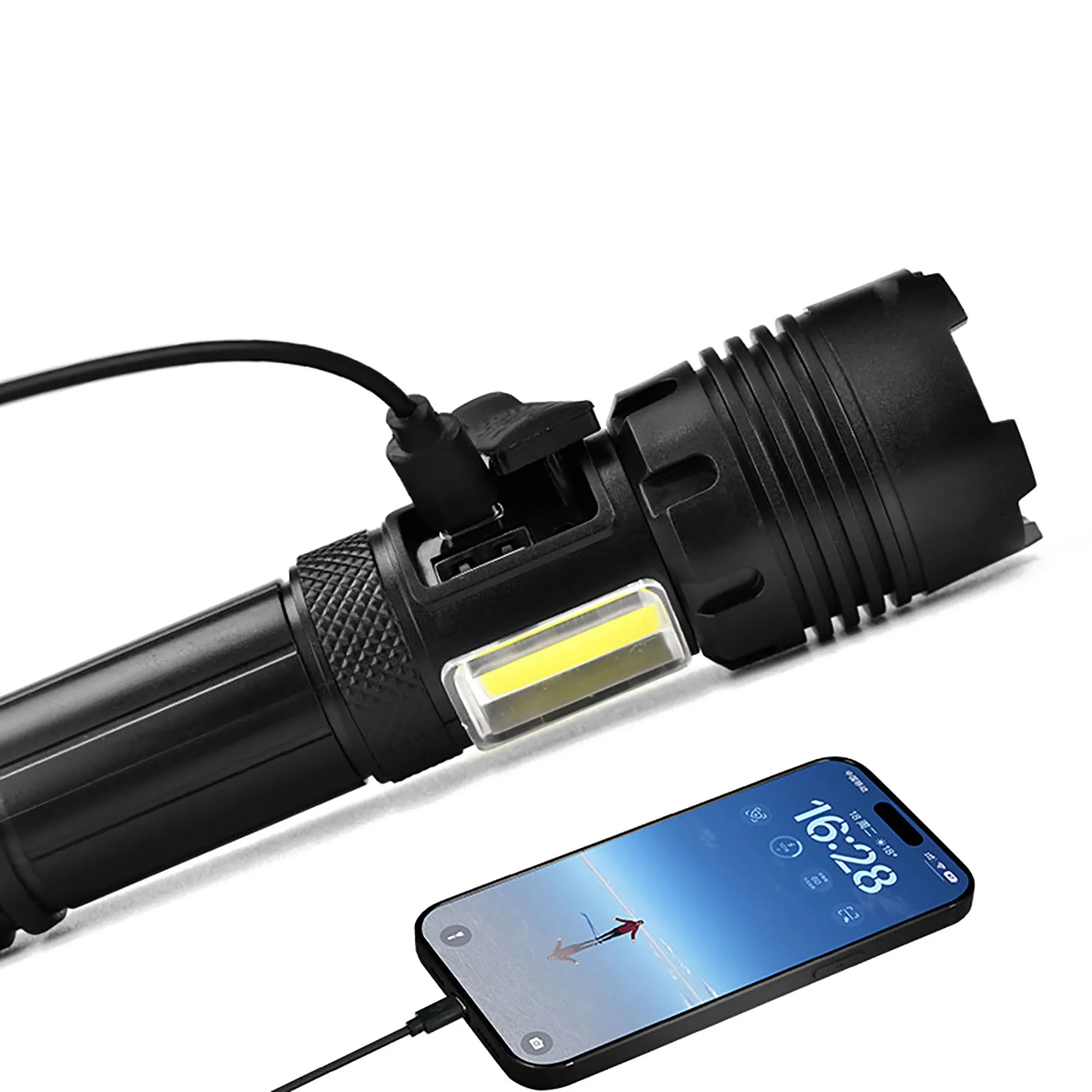 Outdoor Waterproof Charging Hook Flashlight 4