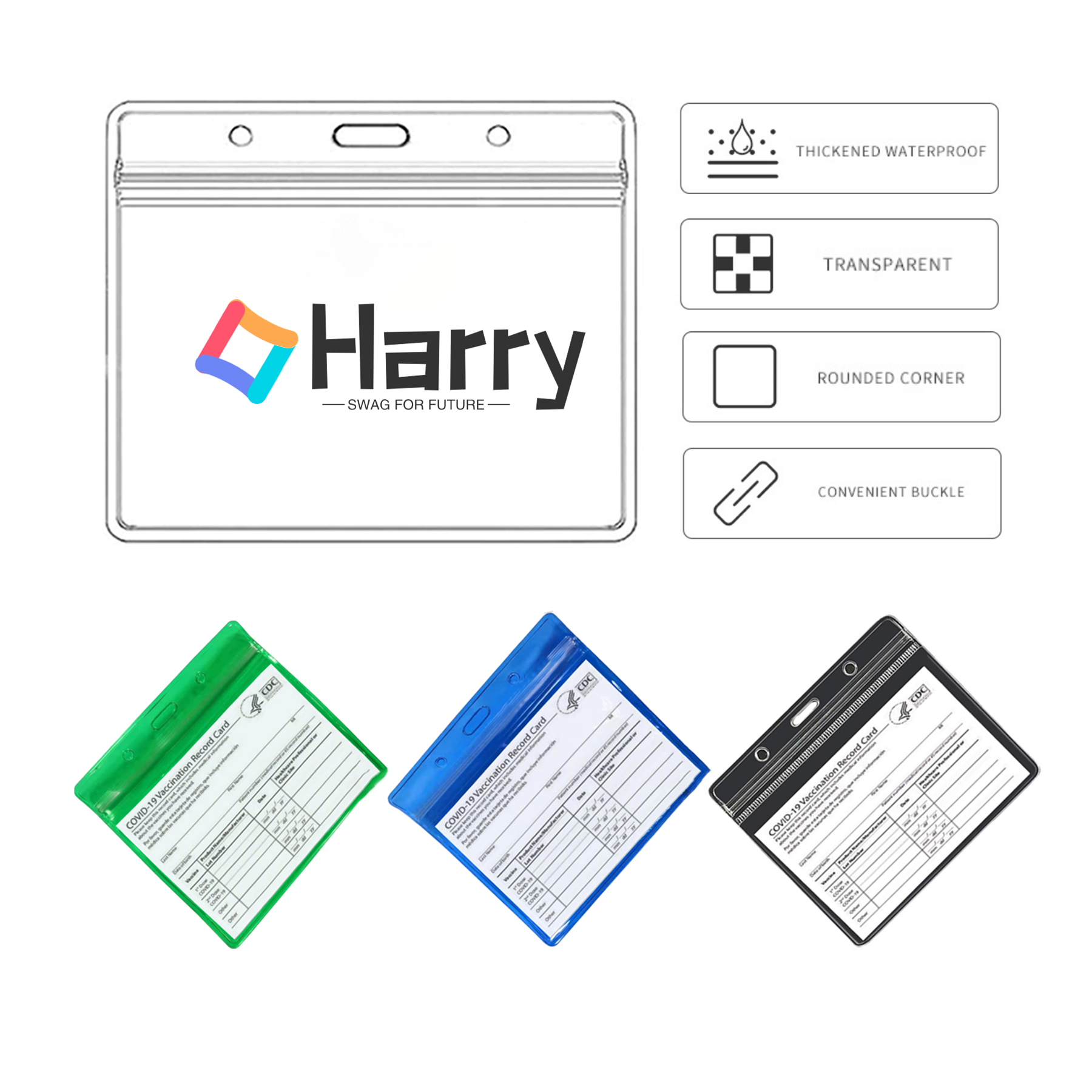 Colourful CDC Vaccination Card Holder PVC Protective Case 1