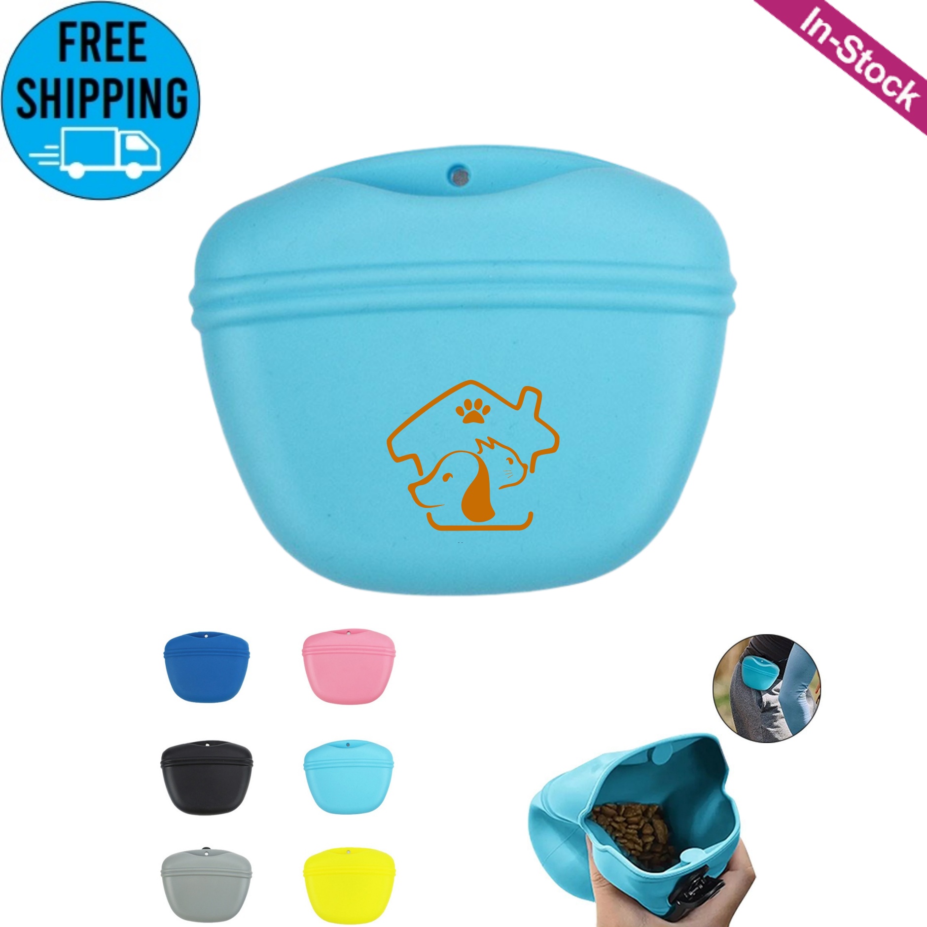 Silicone Dog Treat Pouch with Magnetic Closure and Waist Clip 2