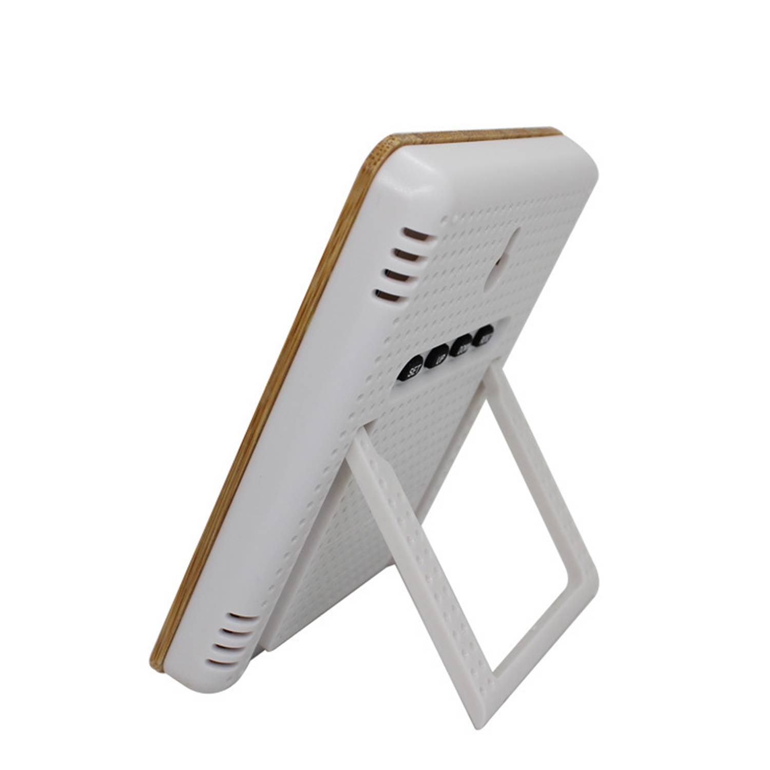 Bamboo Table Digital Clock W/ Weather Station 3