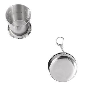 240ml Collapsible Stainless Steel Travel Cup With Key Ring 8