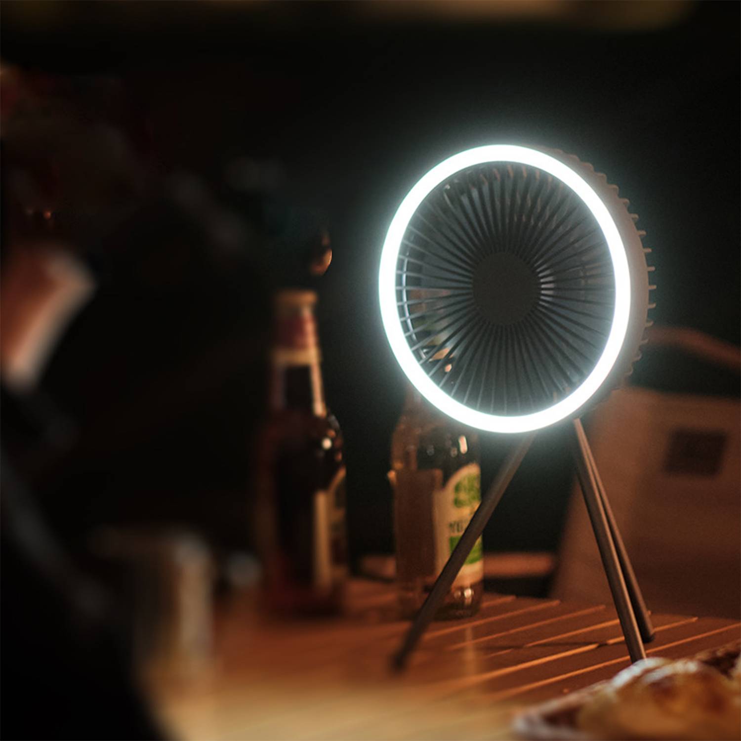 Electric Fan Tripod Portable with Lights 3
