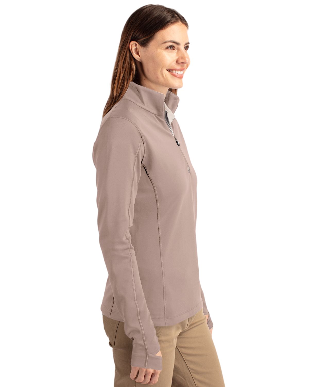 Cutter & Buck Traverse Recycled Smooth Stretch Womens Quarter Zip Pullover 52