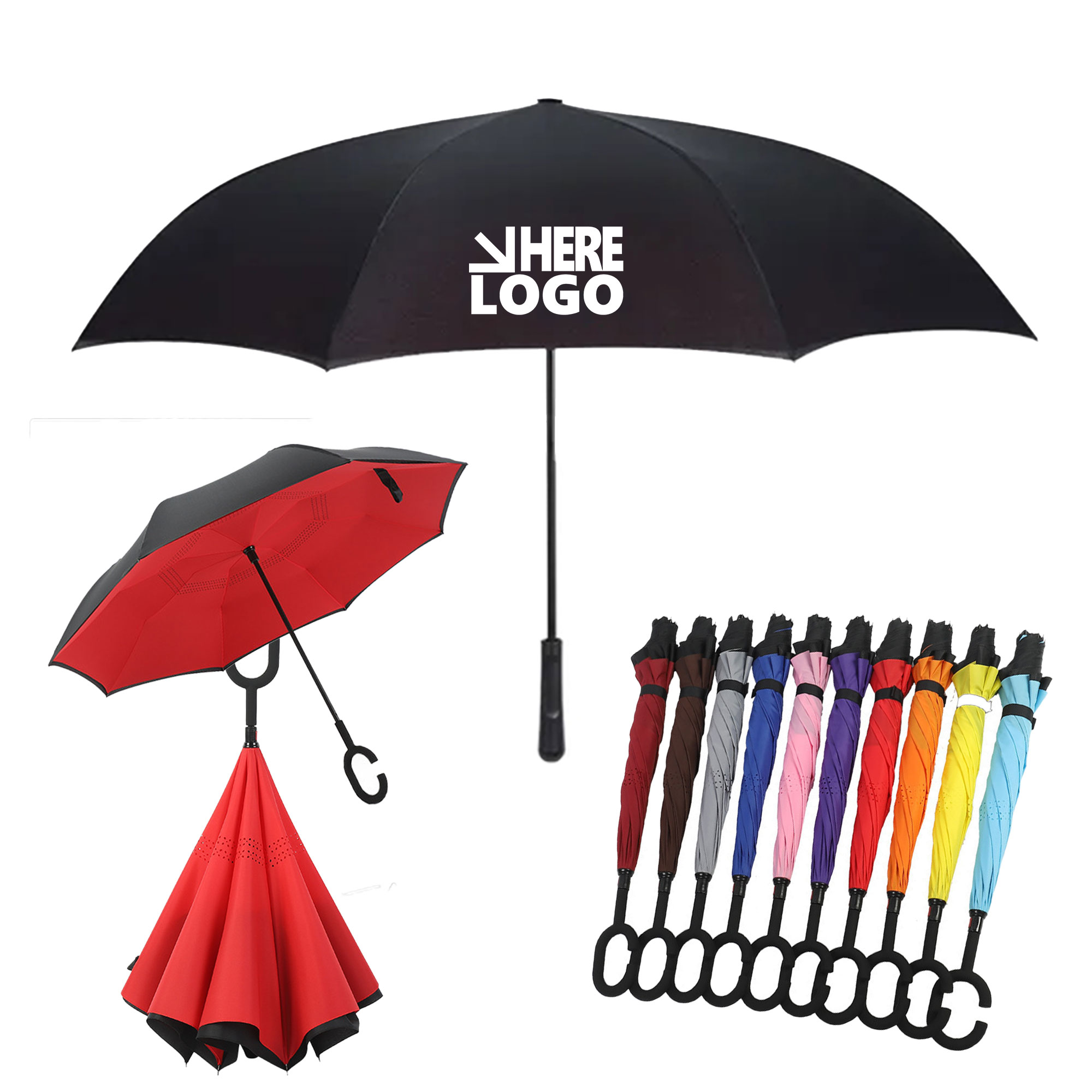MOQ 50 Reverse Umbrella Arc Two-Tone Double Laye 2