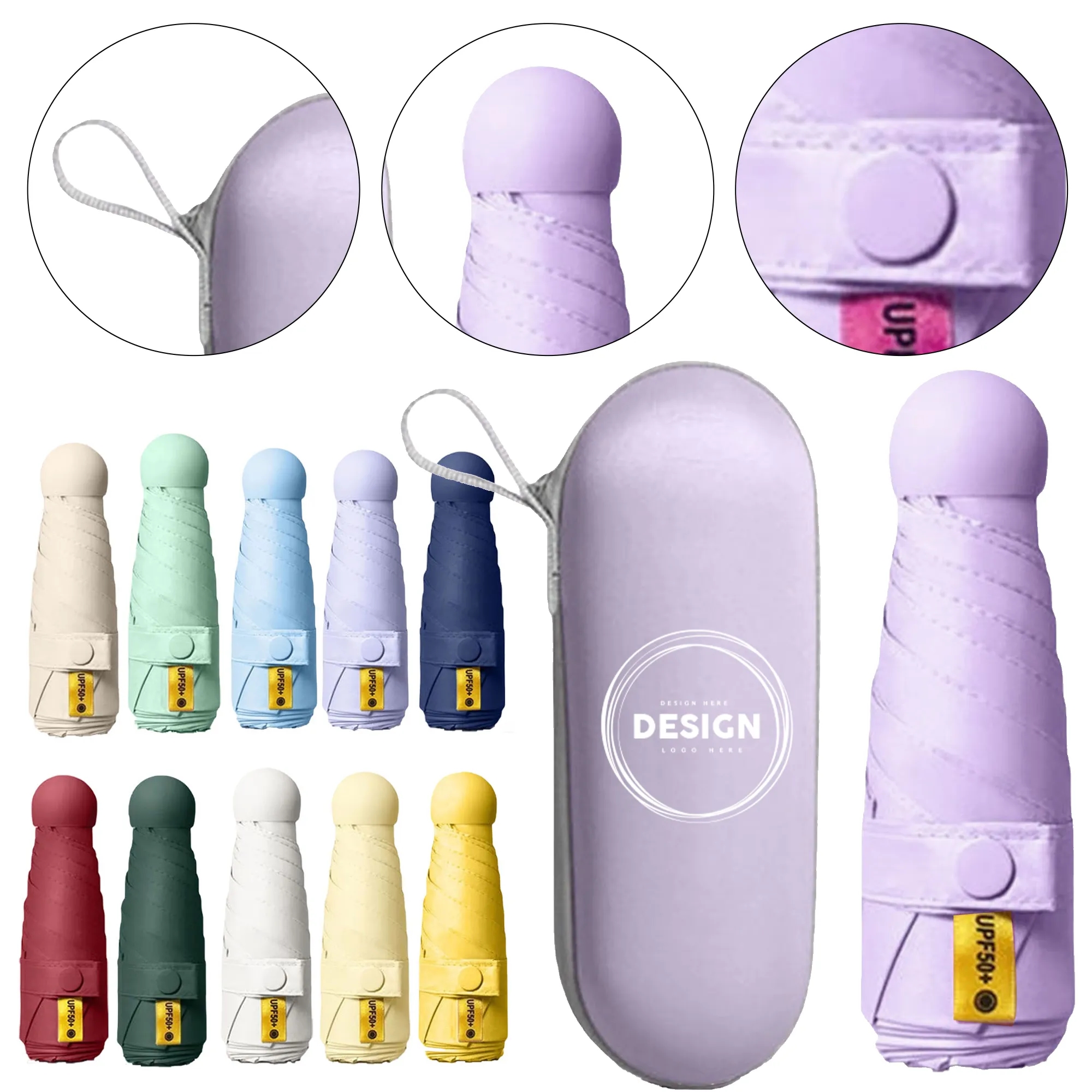 Mini Foldable Umbrella With Carry Case 2