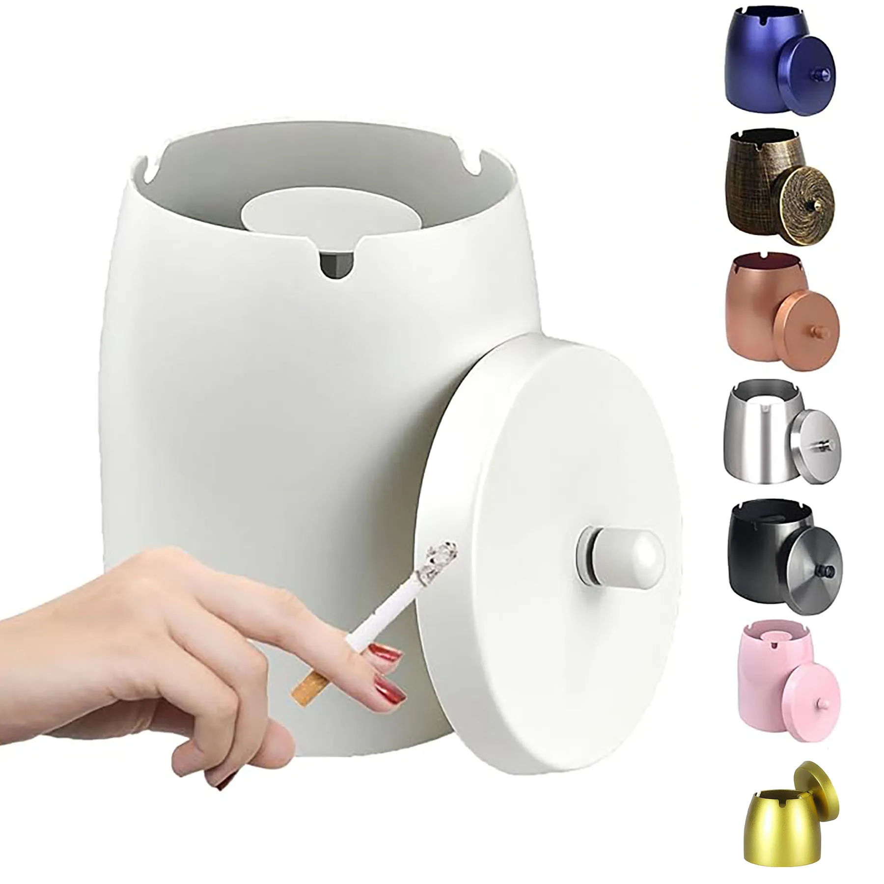 Stainless Steel Ashtray with Lid 2