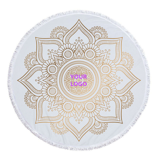 Mandala print round beach towel 3