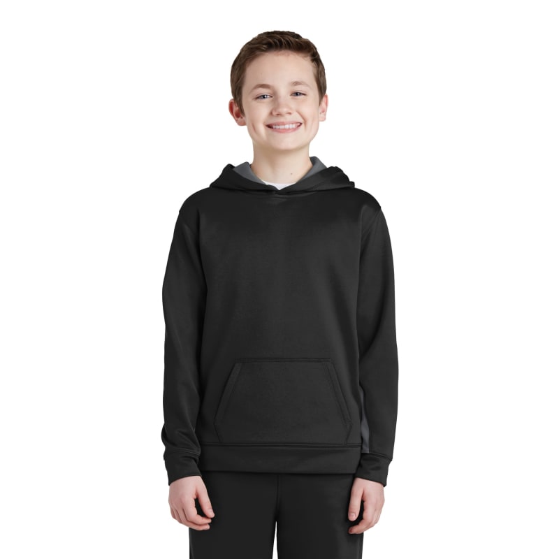 Sport-Tek Youth Sport-Wick Fleece Colorblock Hooded Pullover. 26