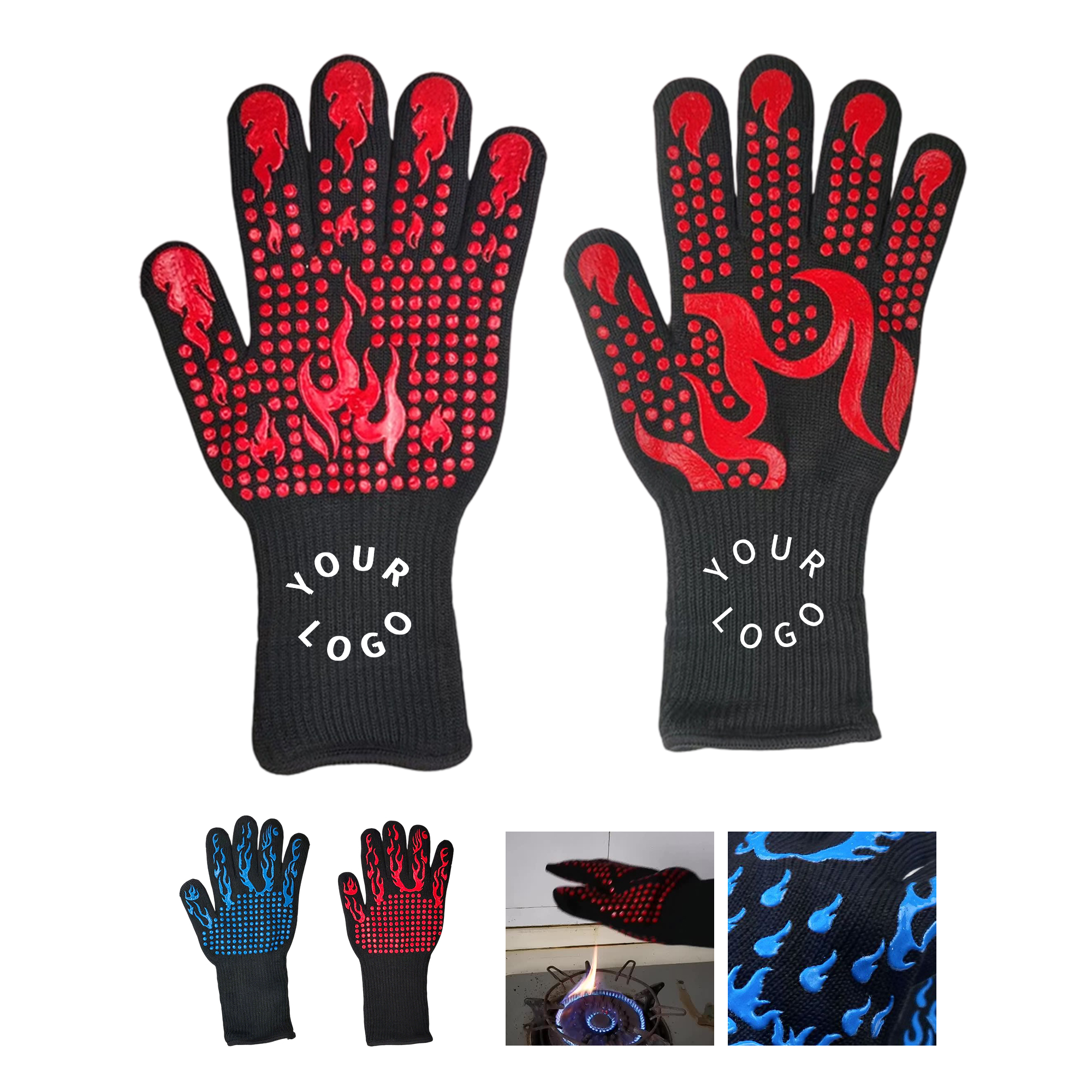 Heat Resistant Silicone Grip Cooking Glove 12.63" x 6.88" 5