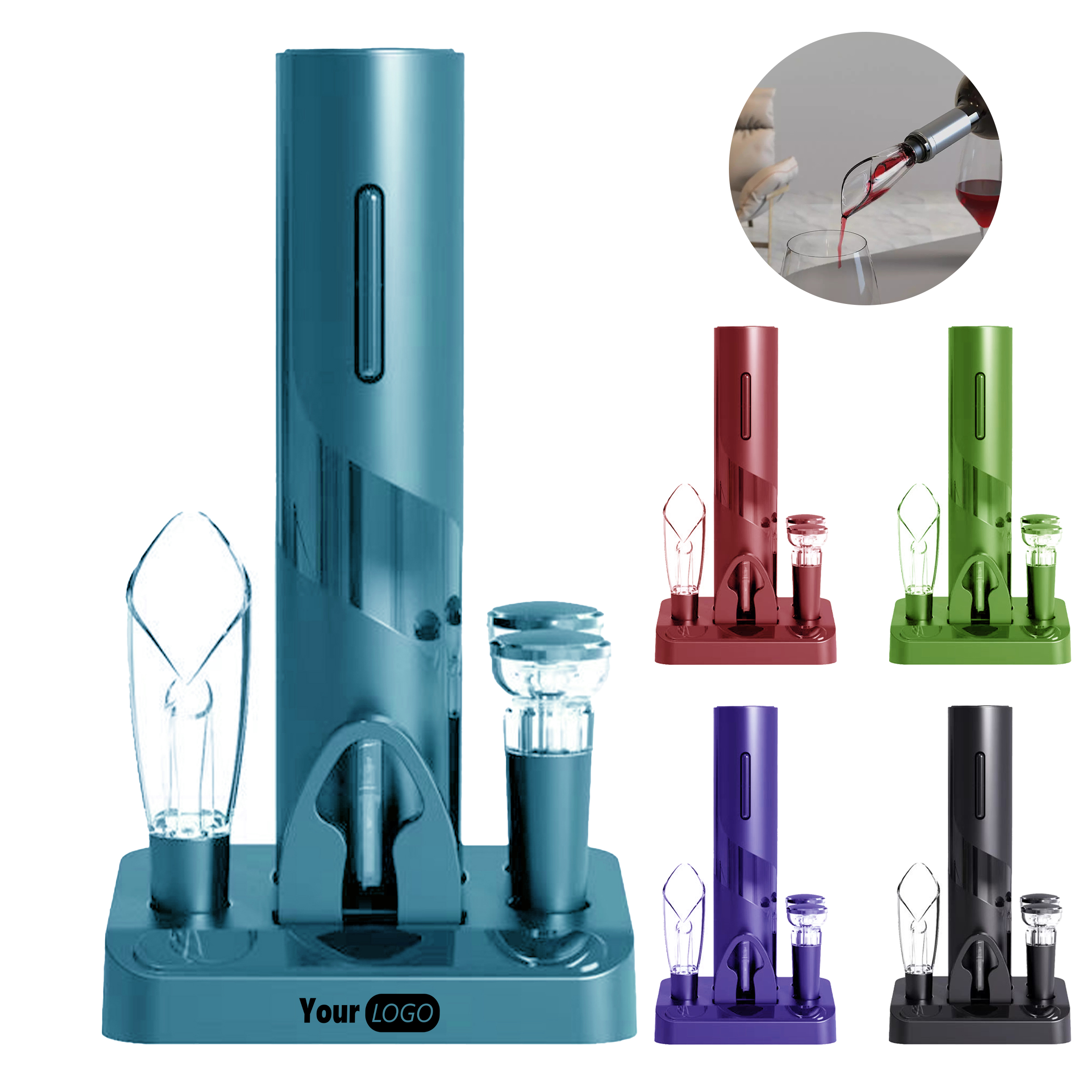 Silver Effortless Electric Wine Bottle Opener Set (Moq 20) 2