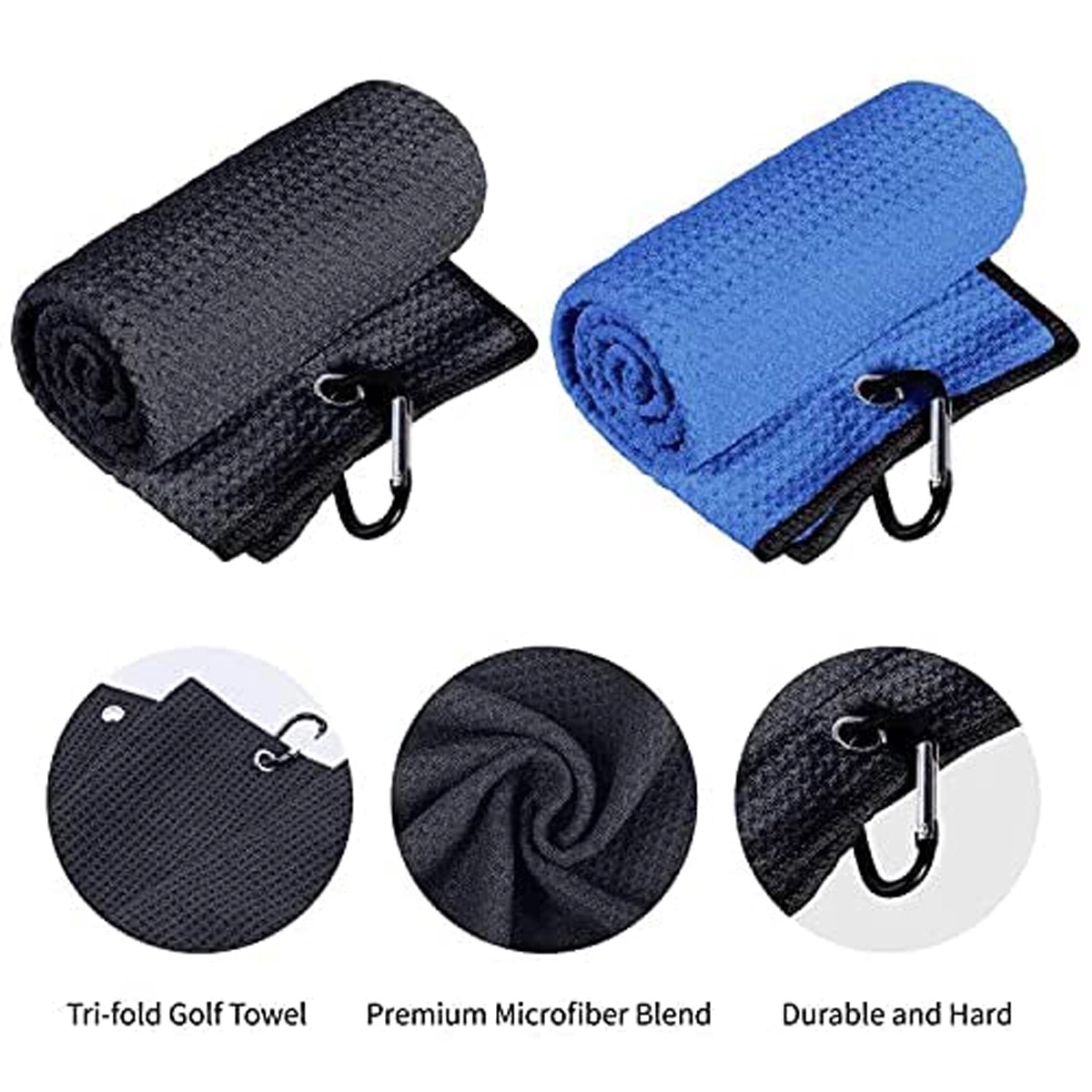 Microfiber Tri-Fold Golf Towel With Brush Tool Kit 4