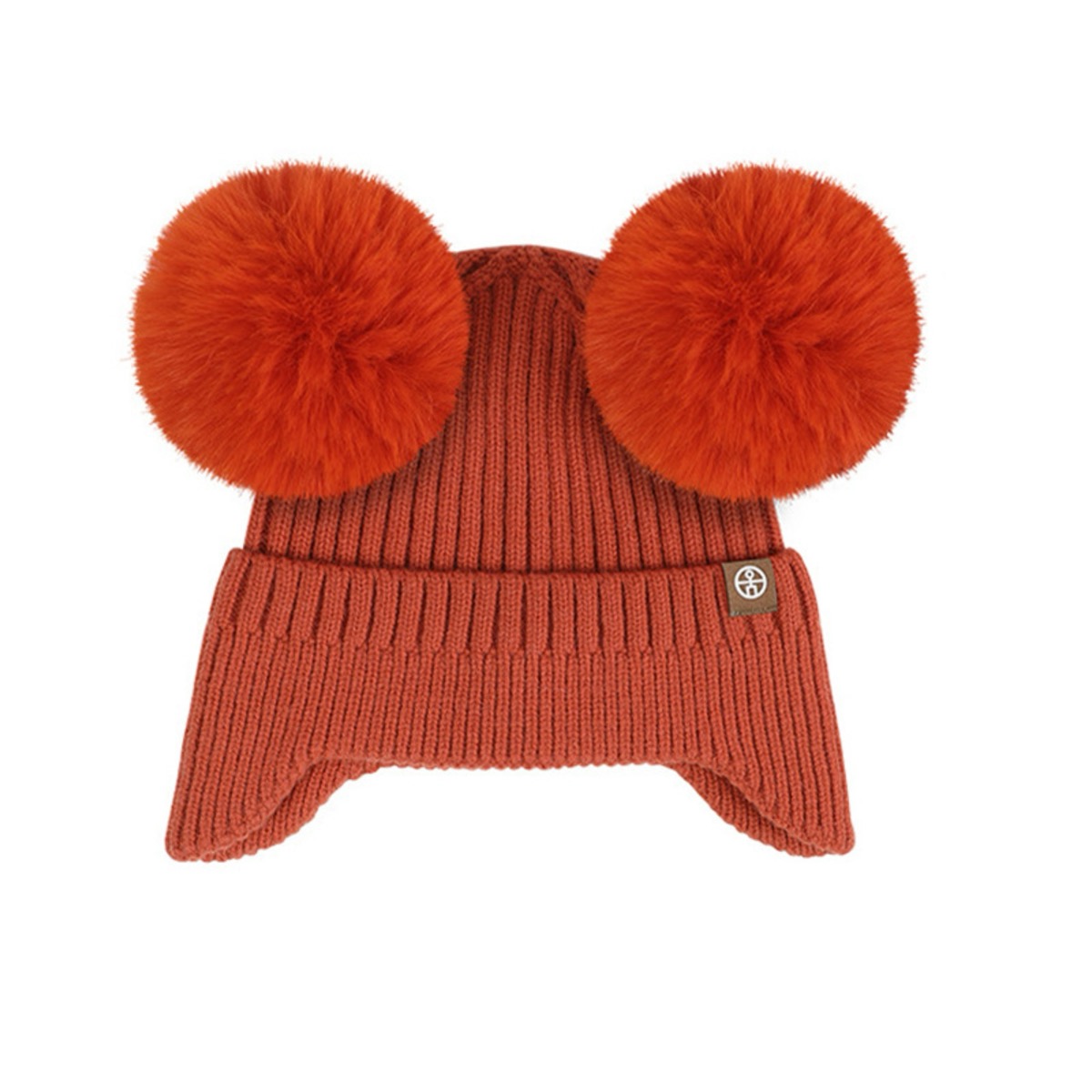 Double Pompom Kids Winter Beanie with Earflaps and Wool Blend 6