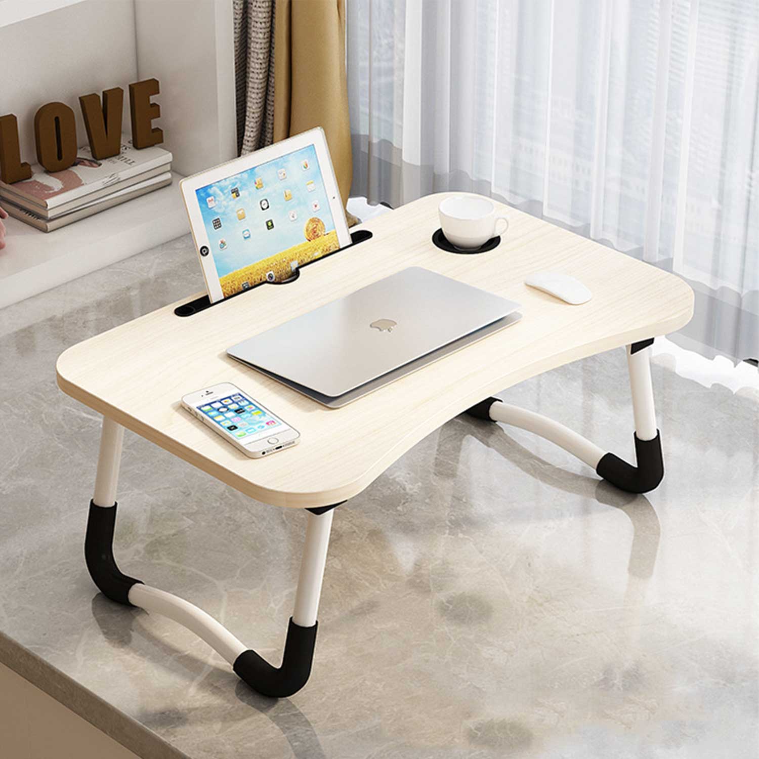 Foldable Dorm Study Desk Simple Bed Table Laptop Stand 6