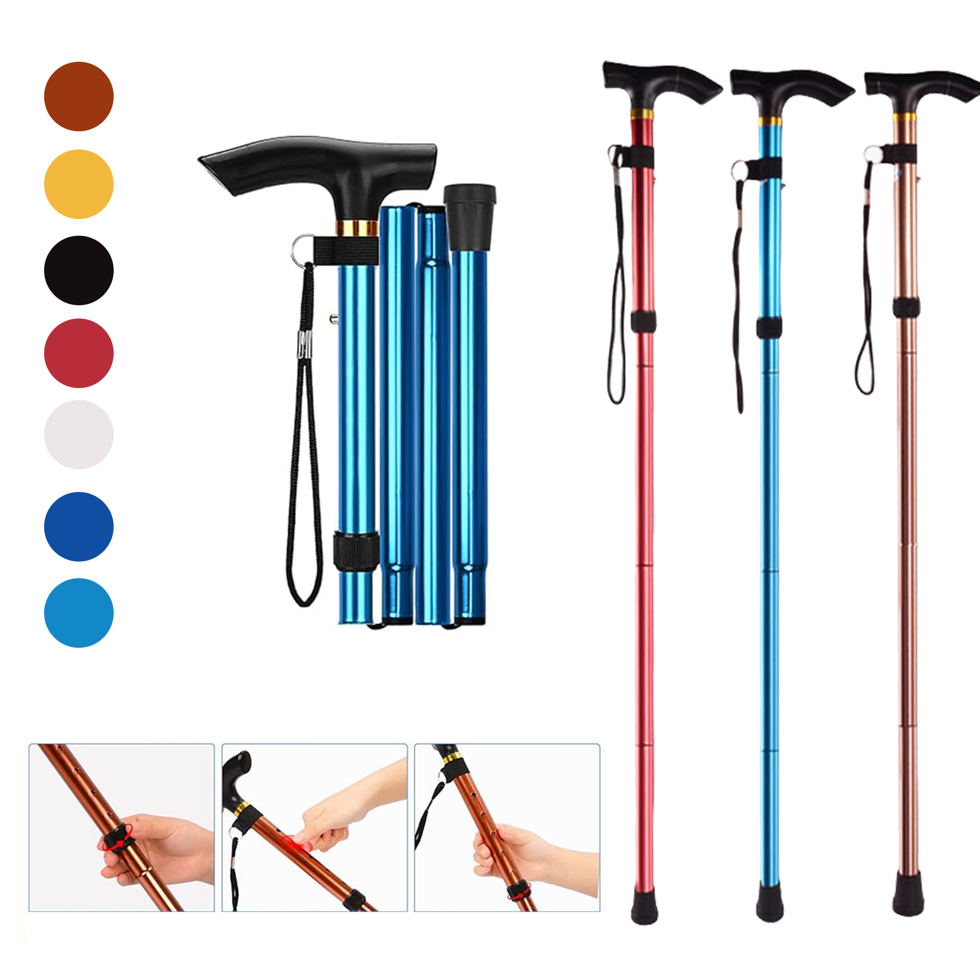 5-Level Adjustable Foldable Walking Cane MOQ10 2