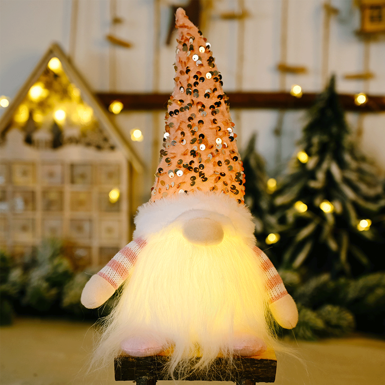 LED-illuminated Lights art faceless Christmas Dwarf Doll 6
