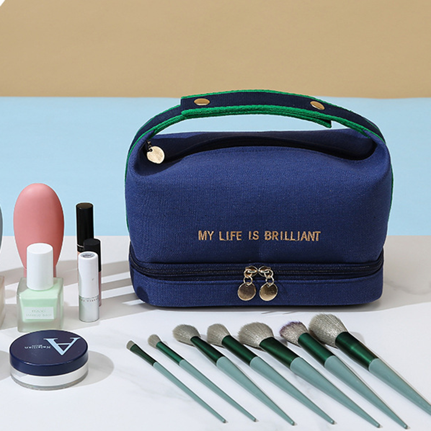 Canvas Cosmetic Toiletry Makeup Bag Pouch Travel Organizer 1