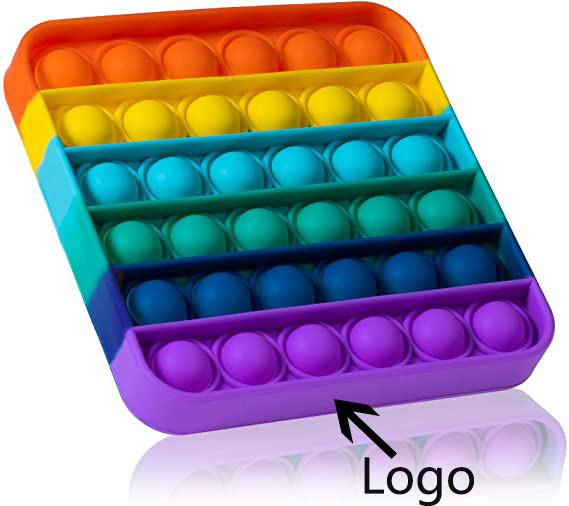 Square Shape Rainbow Color Push Pop Bubble Sensory Fidget Toy 4