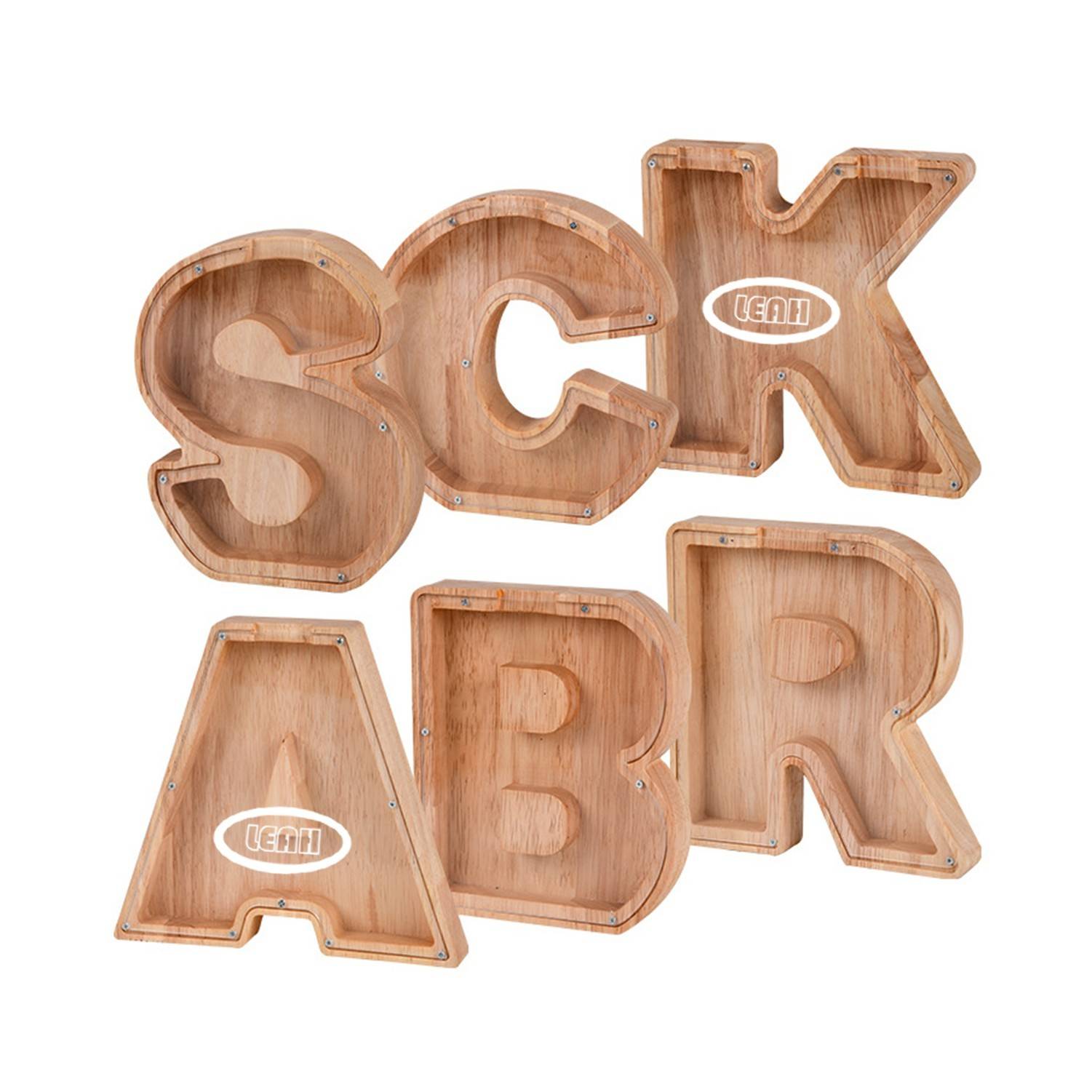 Wooden Alphabet Coin Piggy Bank