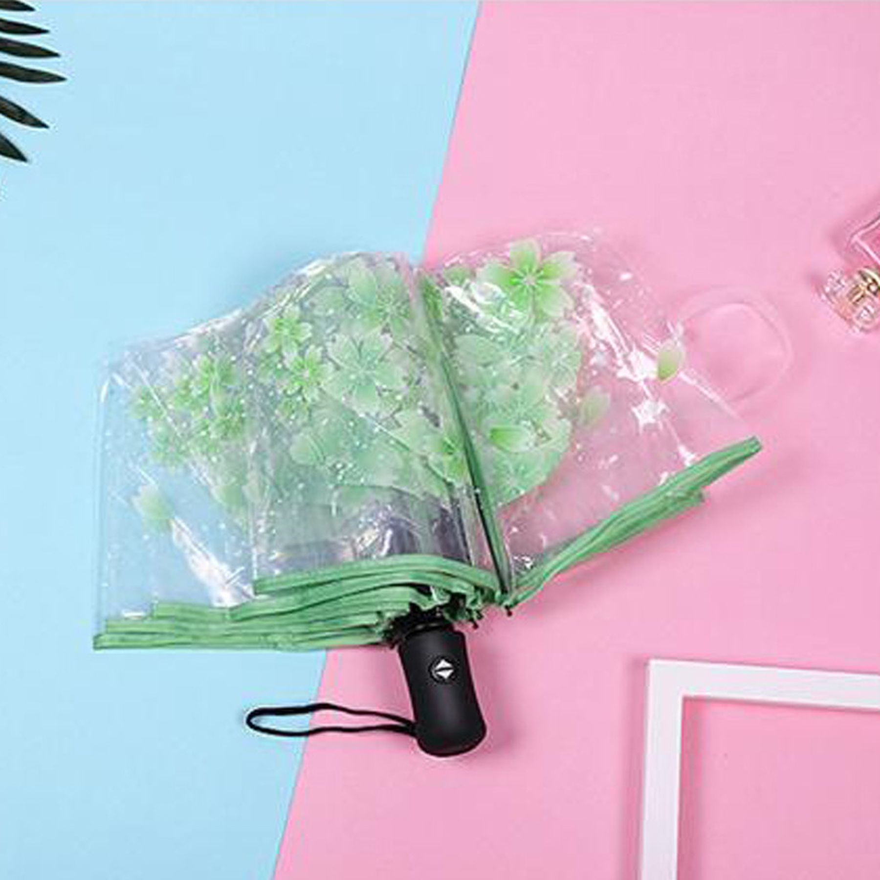 Tri-Fold Automatic Open Stick Event Transparent Umbrella 15