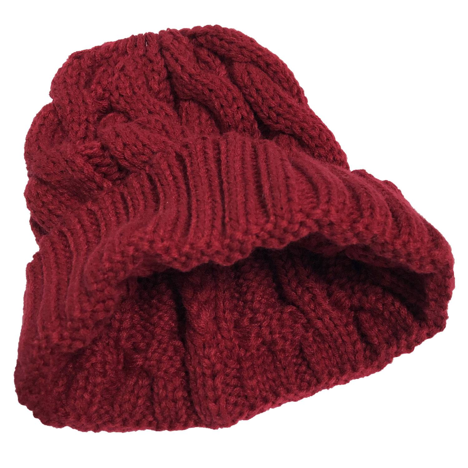 Women's Solid Color Curled Edge Knitted Ponytail Hat 2