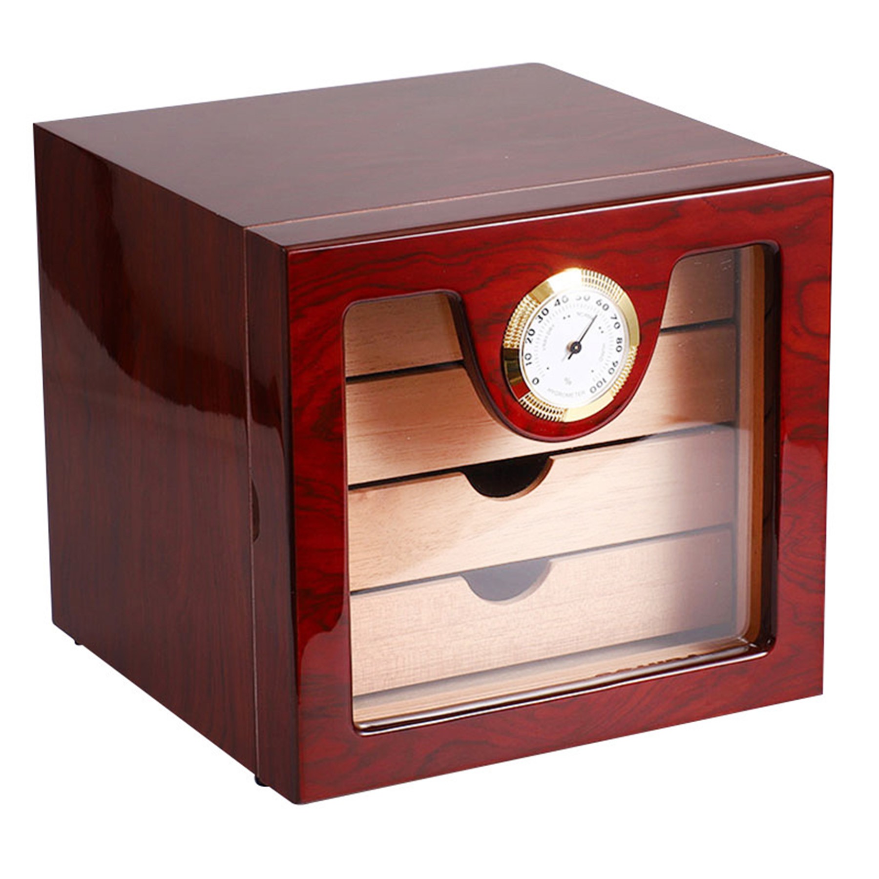 Black High Gloss Piano Finish Cedar Wood Cigar Cabinet 1