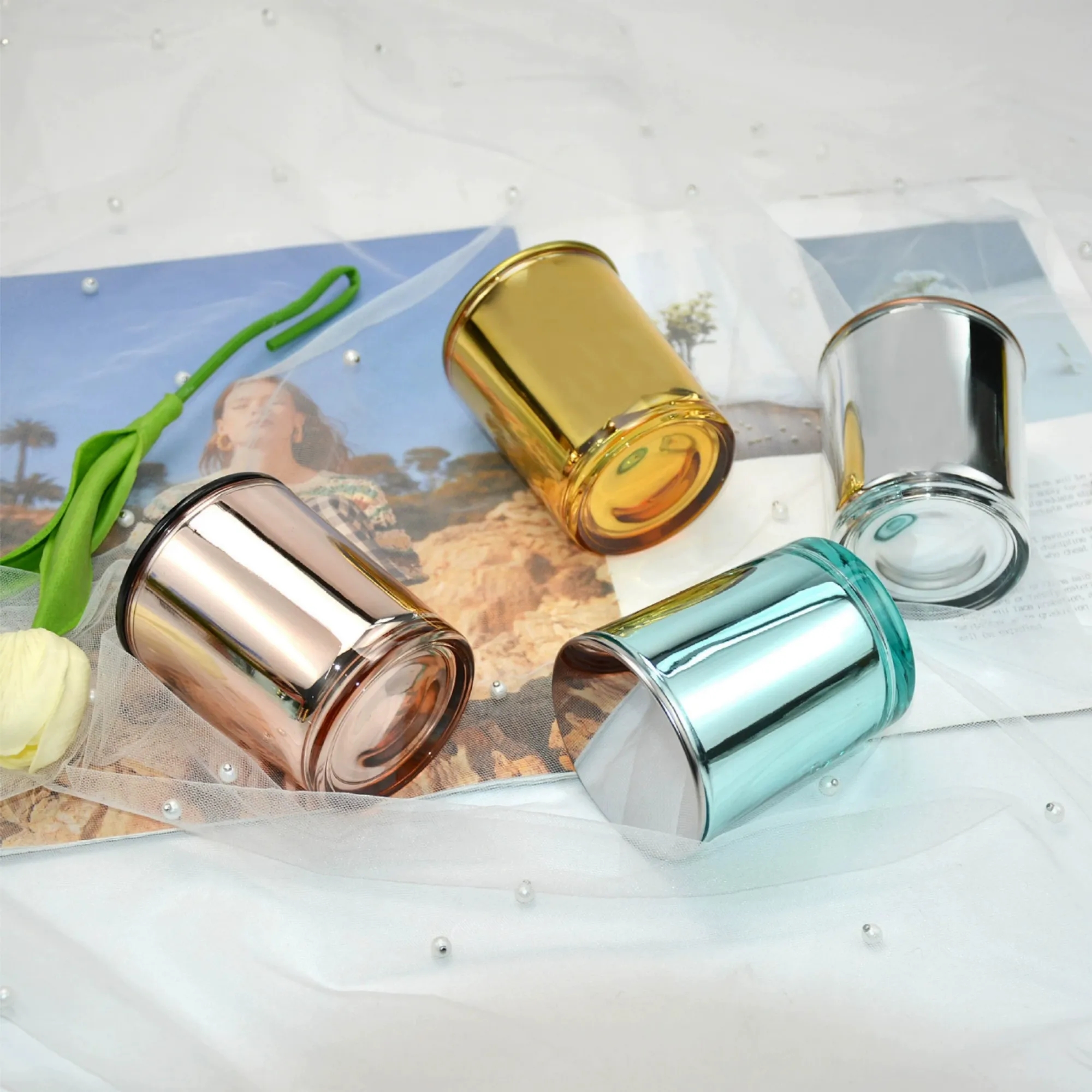 7oz Glass Candle Holder Scented Aromatherapy Cup With Lids 5