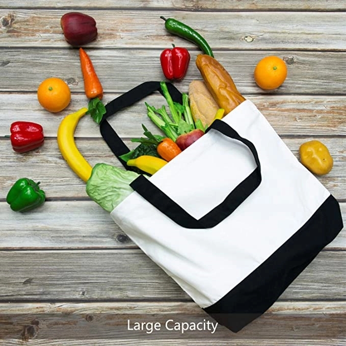 Large Two-Tone Canvas Tote Bag, custom tote bag with logo imprint 6