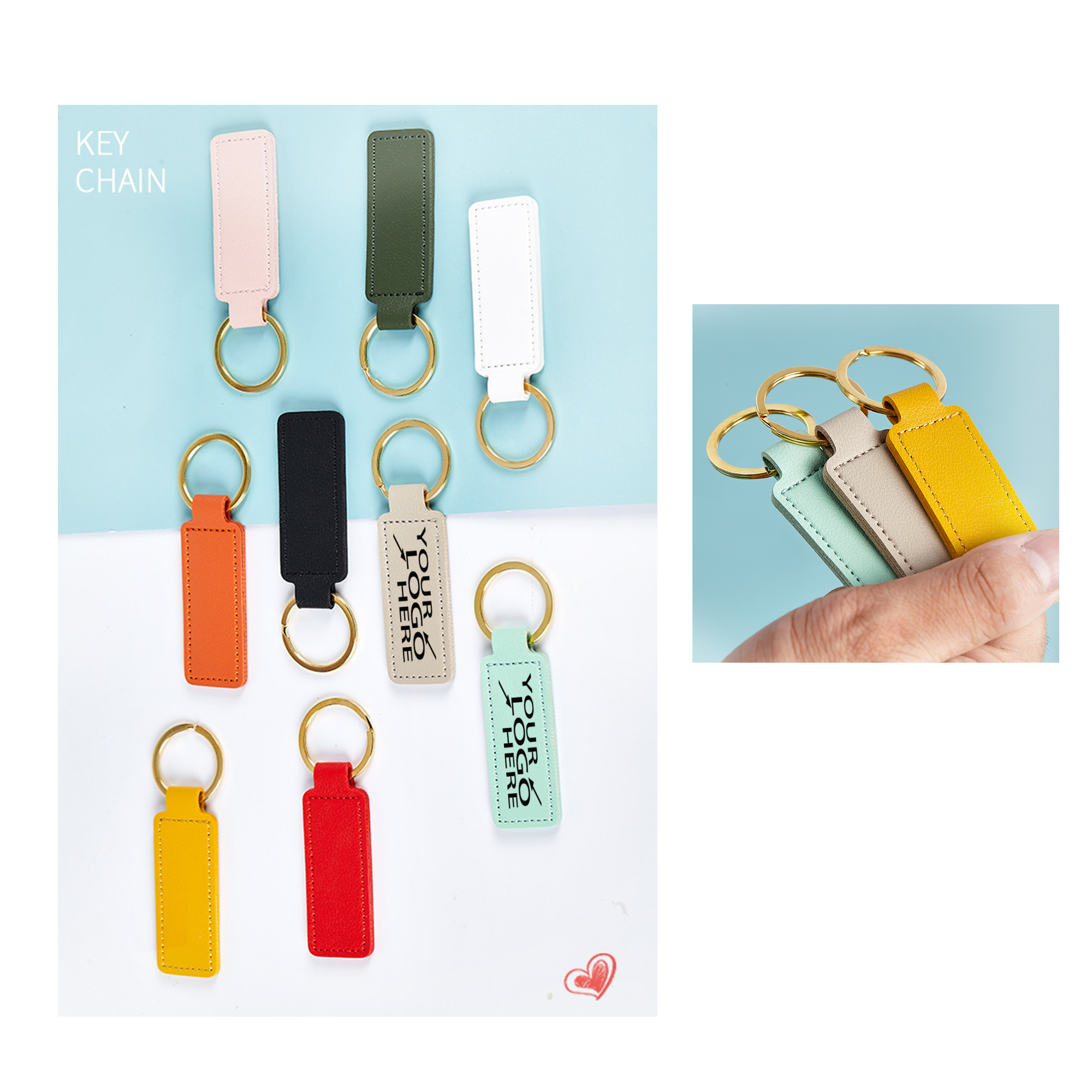 Elegant PU Leather Key Ring with Metal Attachment 2
