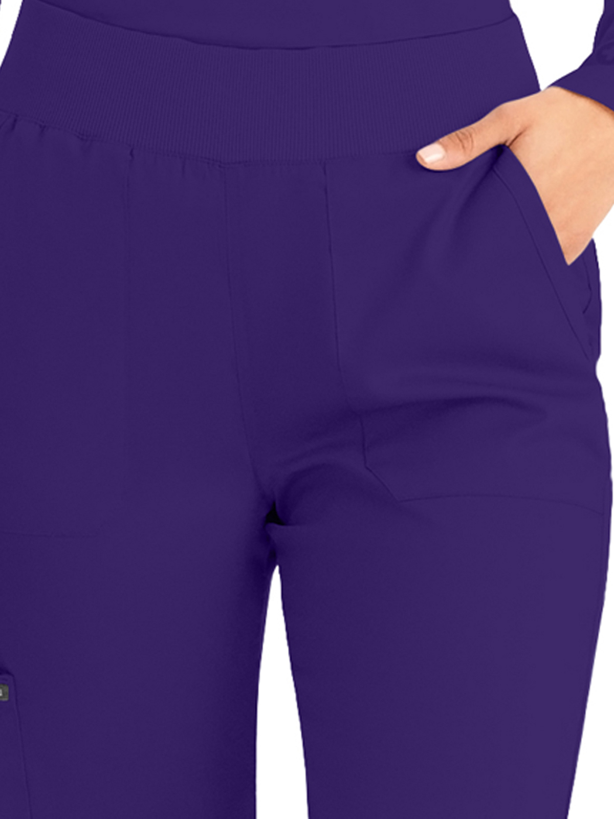 Landau - ProFlex - Women's Five-Pocket Mid-Rise Rib-Knit Elastic Waist Straight Leg Pant 25