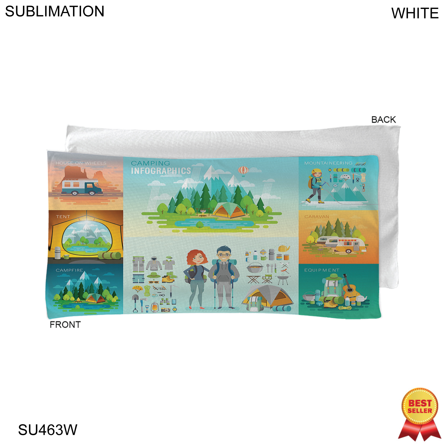 Camping Towel in Absorbent and Compact Microfiber Dri-Lite Terry, 22x44, Sublimated 1 side 2