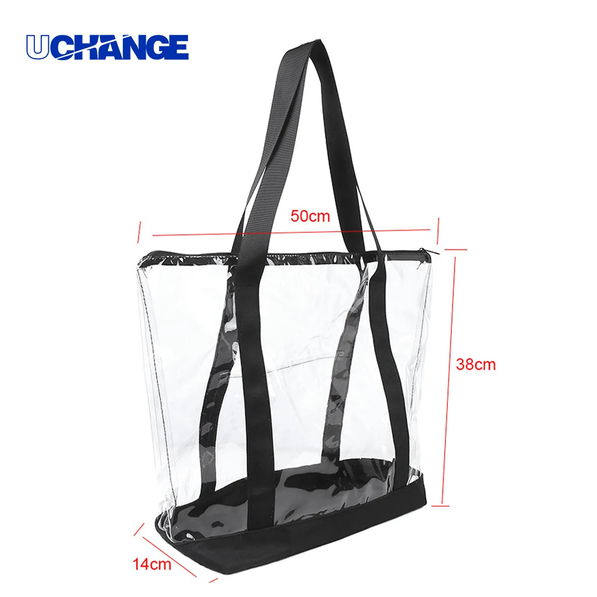 Clear Stadium Tote With Zipper And Shoulder Straps 2