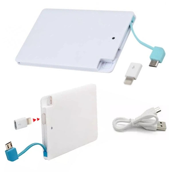 2500mah Credit Card Power Bank with Built In Cable 6