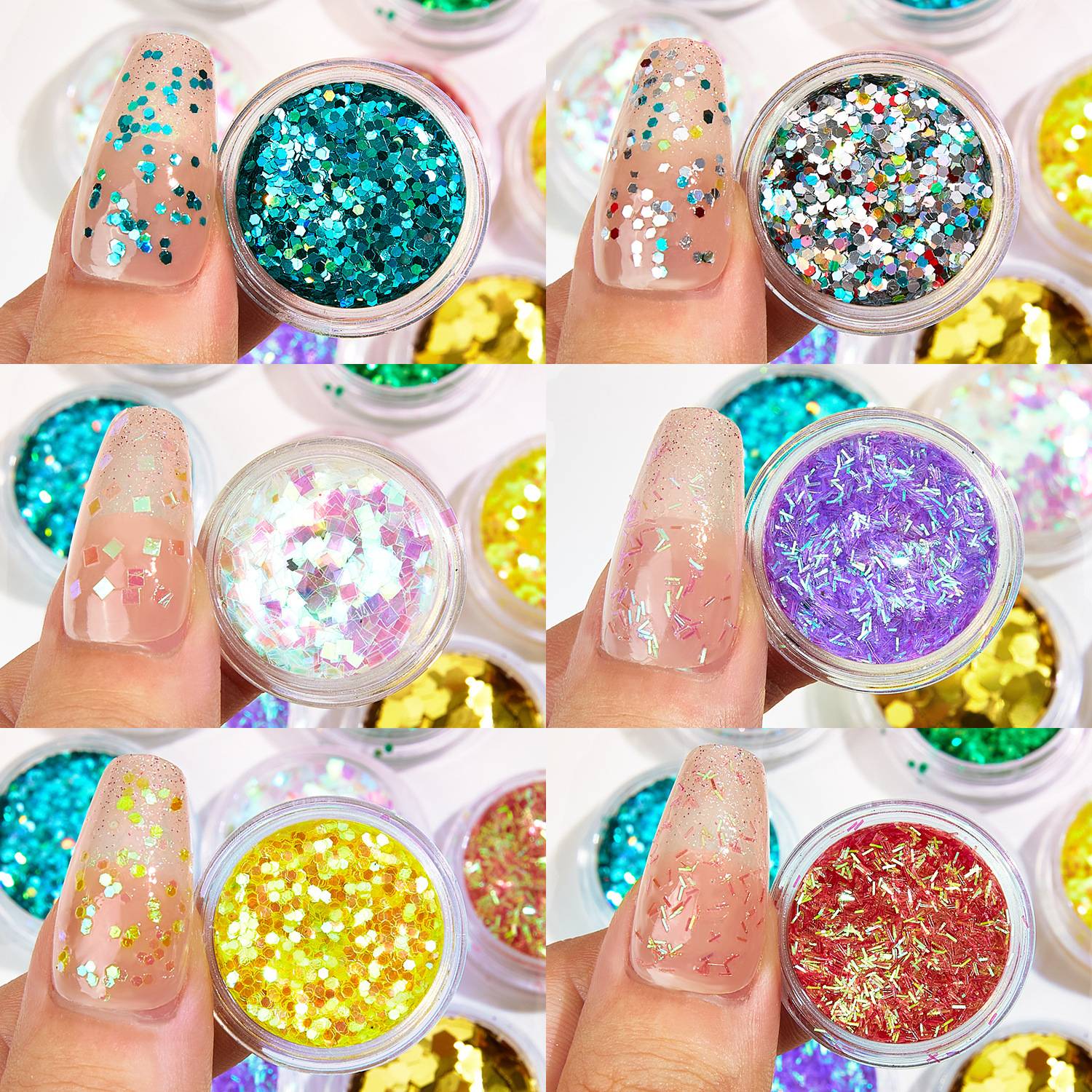 Nail Glitter Sequins Color Gradient DIY Powder 6