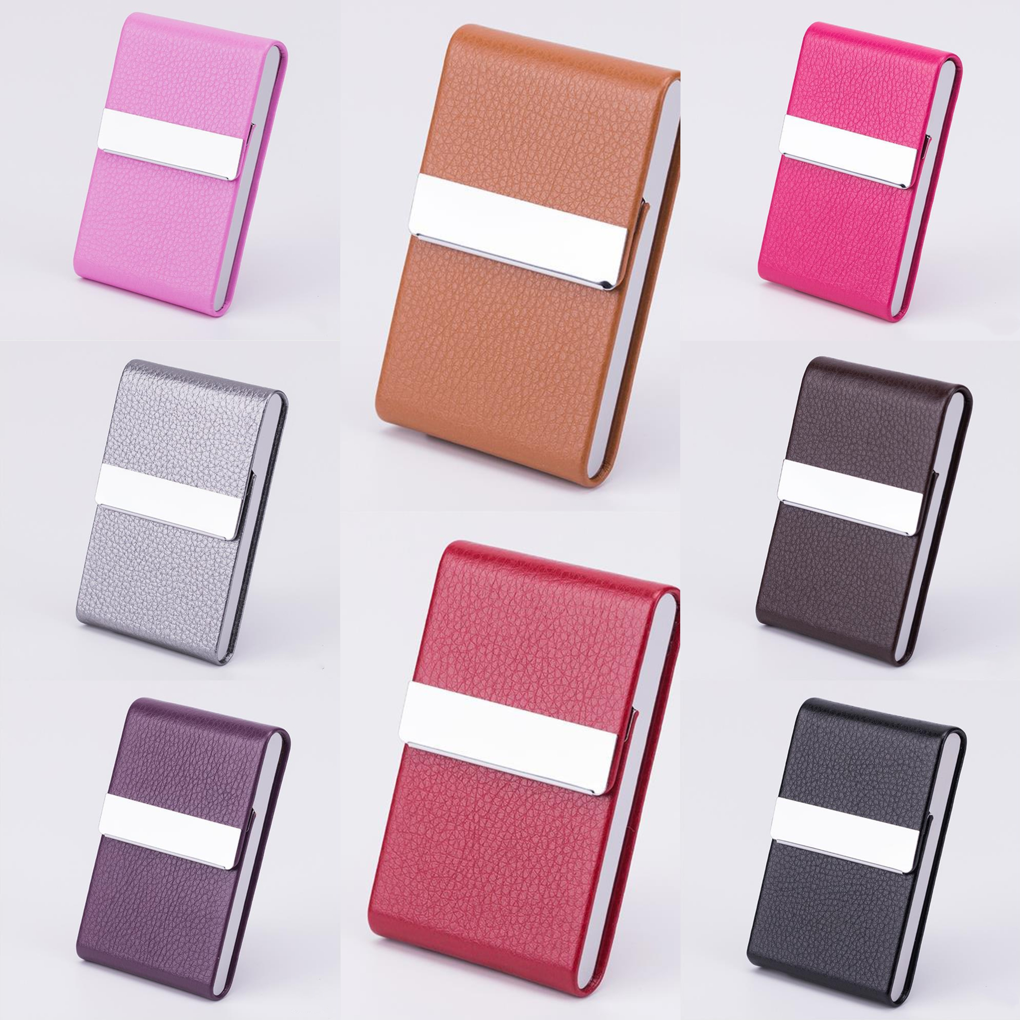 Leather Business Card Holder With Magnetic Closure 4