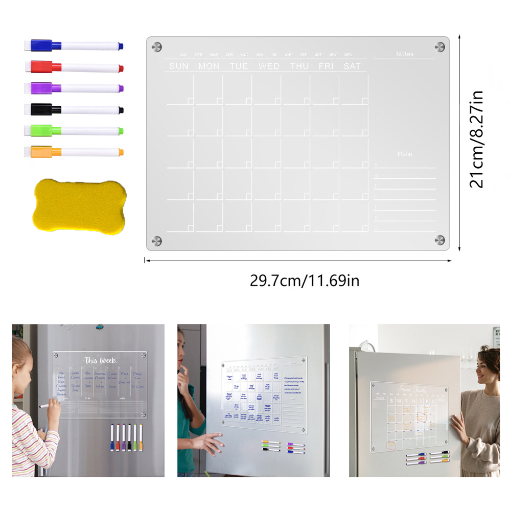 Acrylic Monthly Planner Notepad Erasable Magnetic Fridge Magnet 5