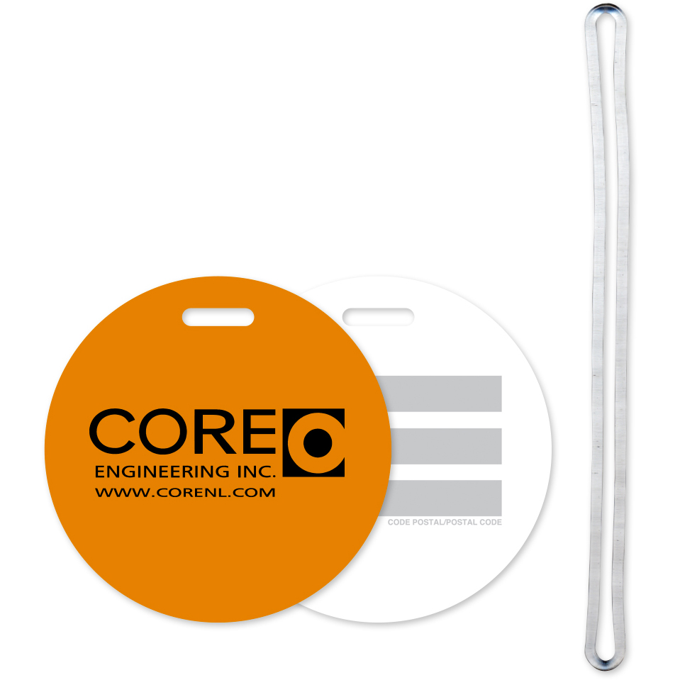 Luggage Tag 3" Mini Round Full Colour Front Imprint Write-On Panels on Back with 6" Loop