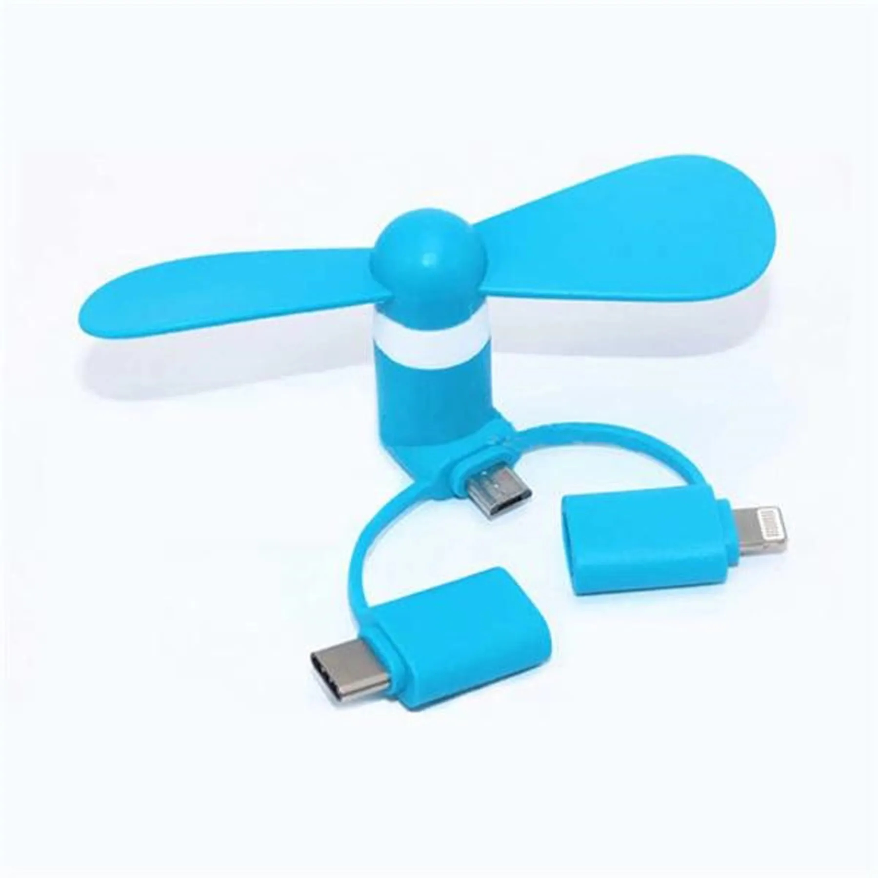 USB Mini Fan w/3-in-1 Connector w/USB Type-C 6