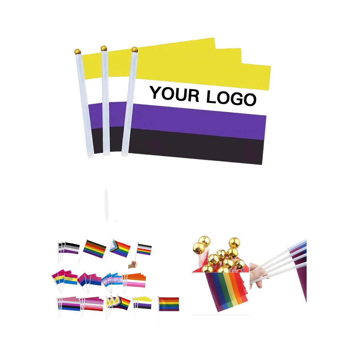 Polyester Rainbow Flag with Plastic Stick for Outdoor Use 5