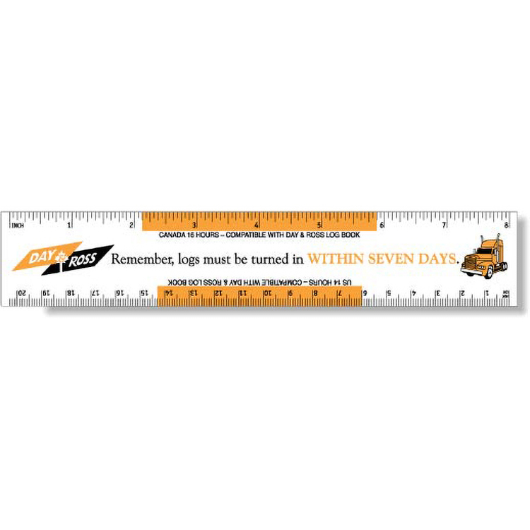 .040 White Matte Styrene Plastic 8" Rulers(1.5" x 8.25") square corners, spot colour imprint