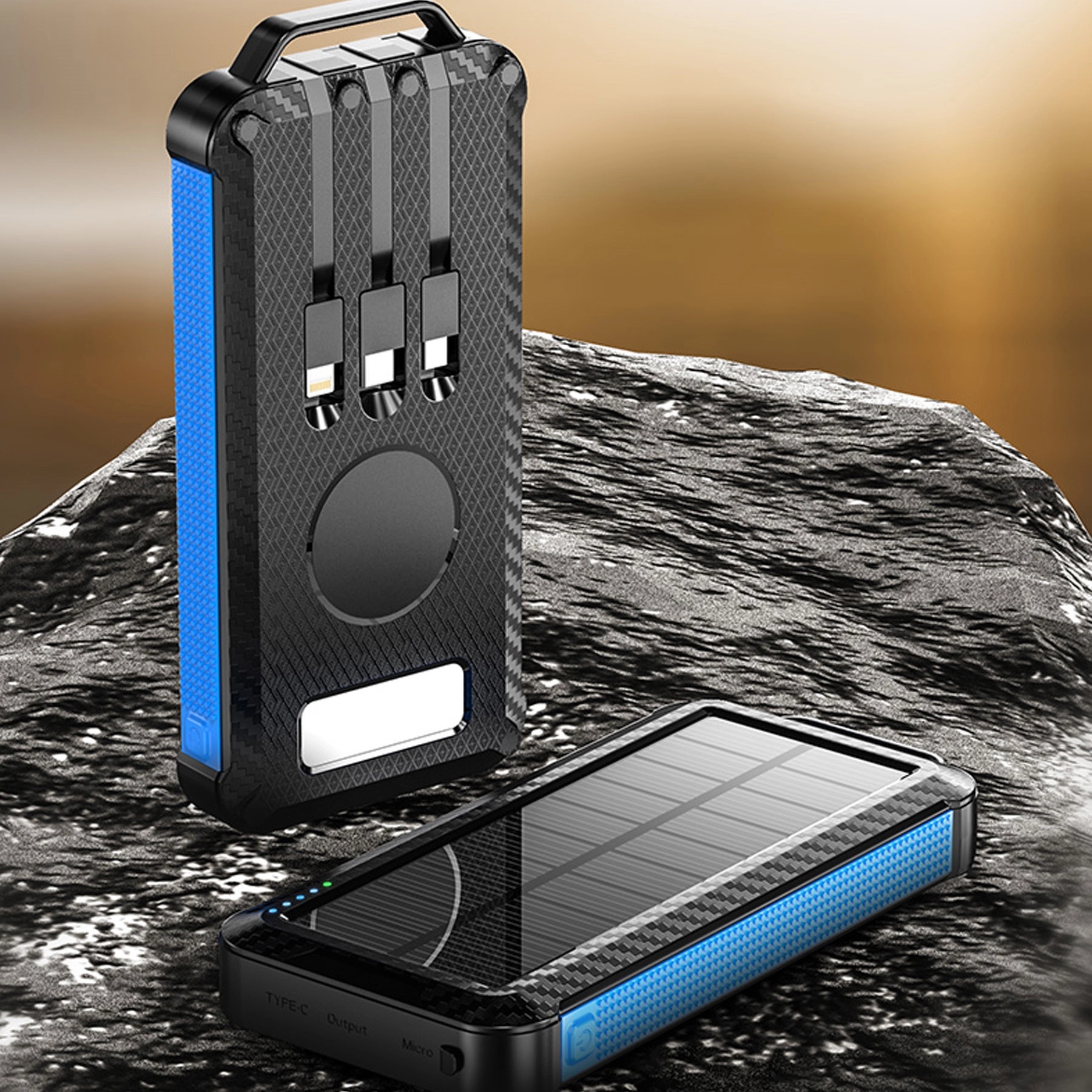 New Arrival ! Wireless Solar Power Charger Built-in Cable 4