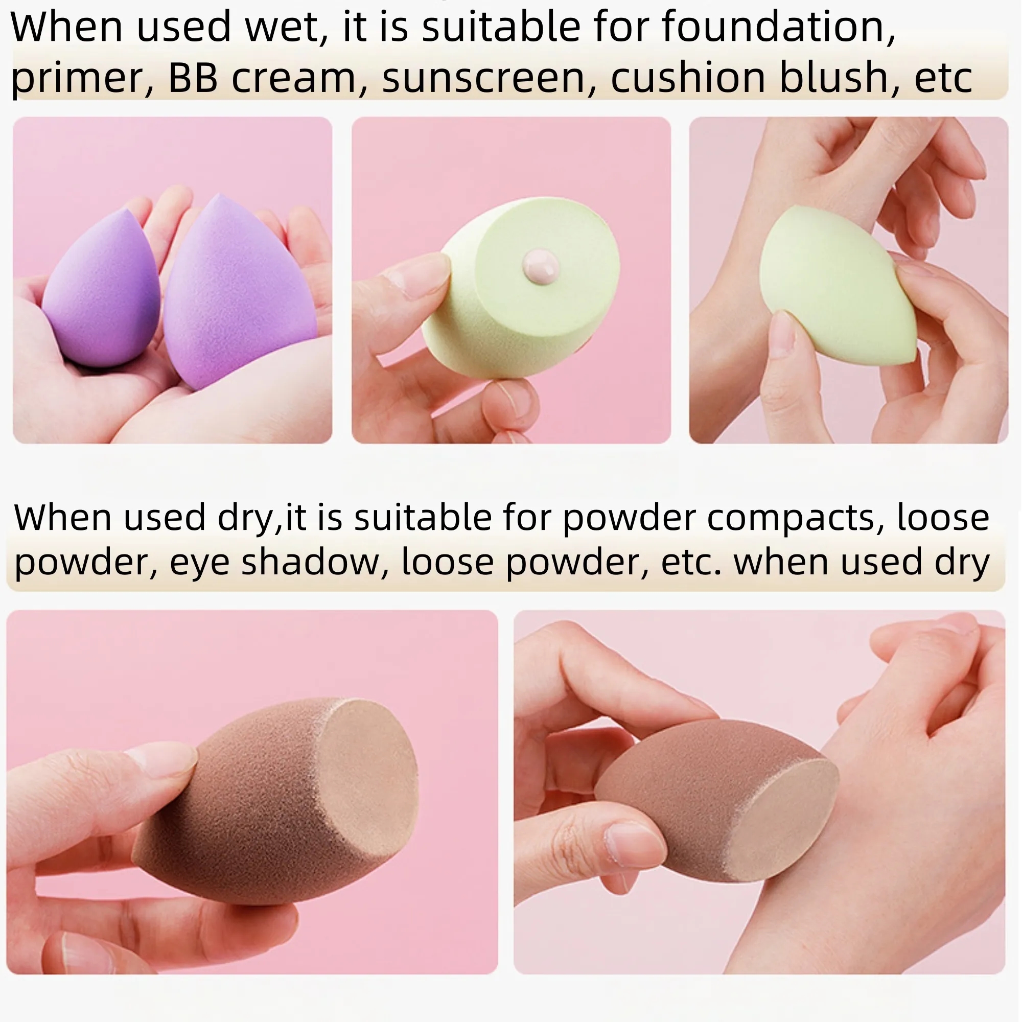 Latex Free Makeup Blending Sponge Wet Dry Use for Foundation 3