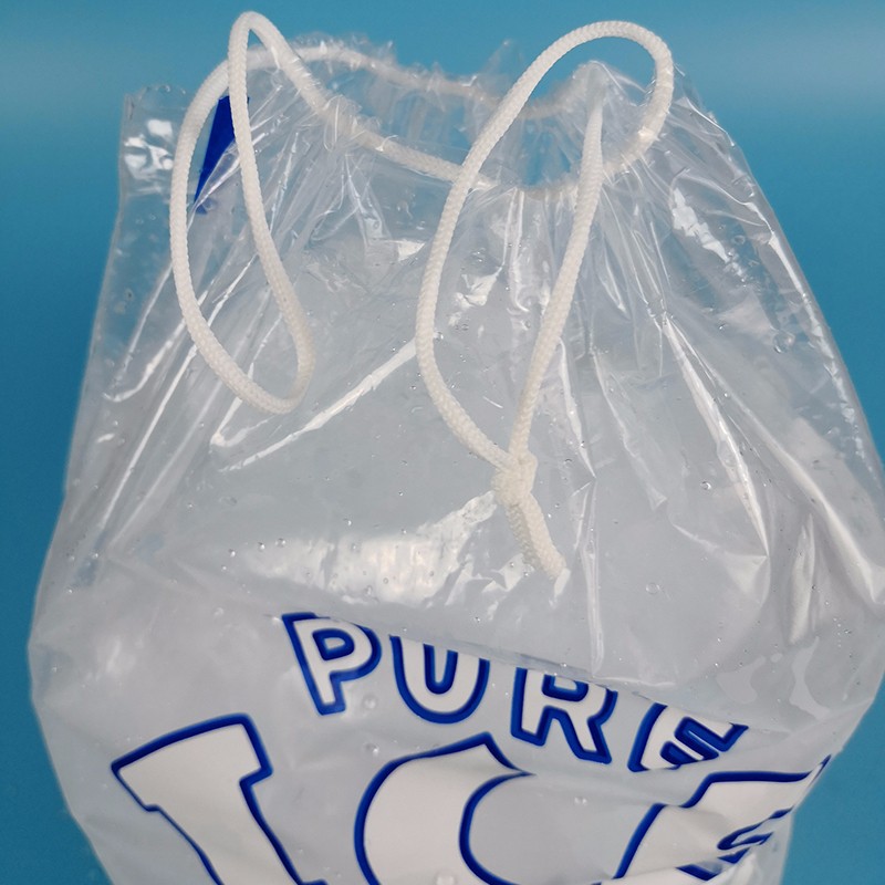 8LB Plastic Ice Cube Bags W/Drawstring 6