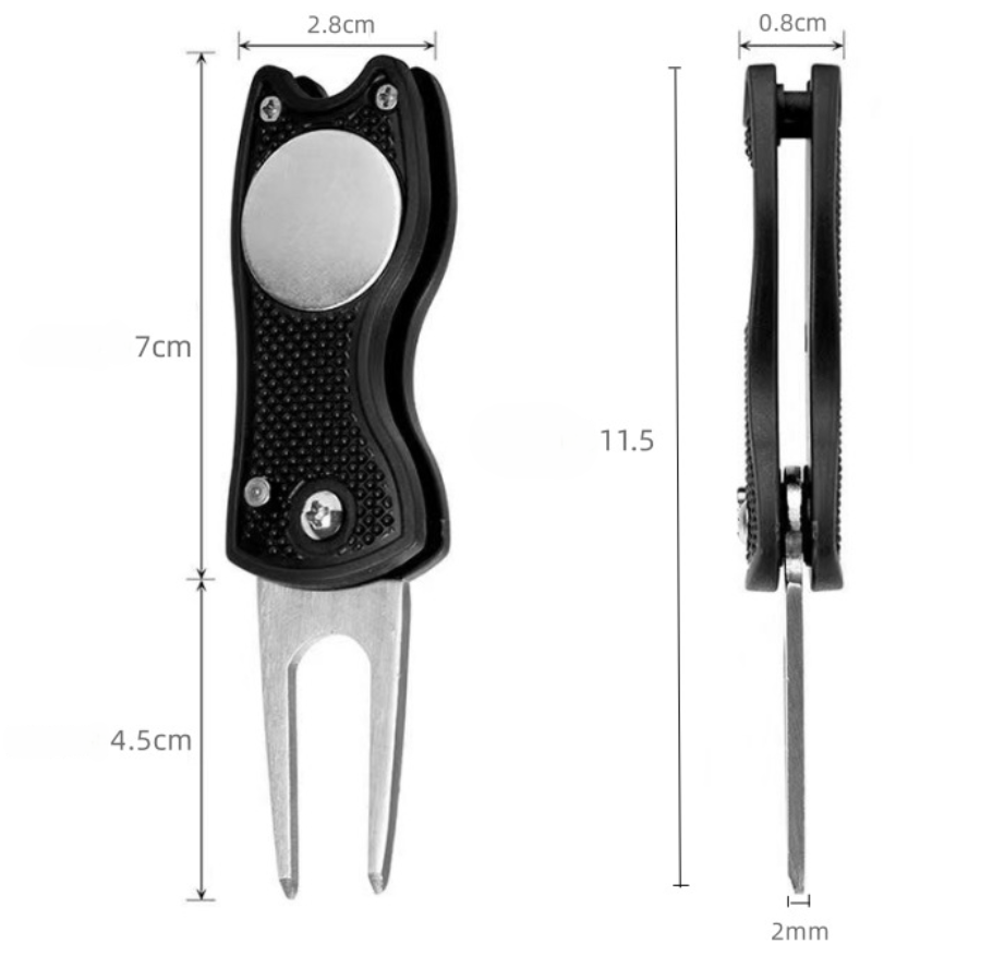 Aluminum Handle Stainless Steel Fork Folding Golf Green Fork 4