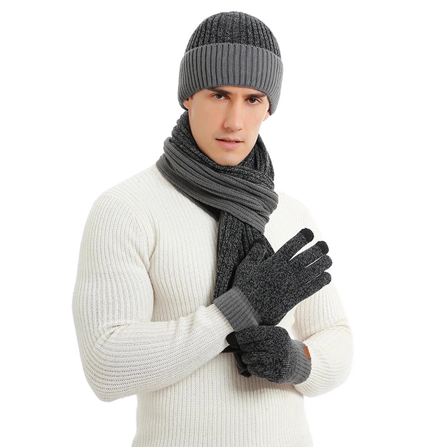 Winter Beanie Hat Scarf Gloves Set 5