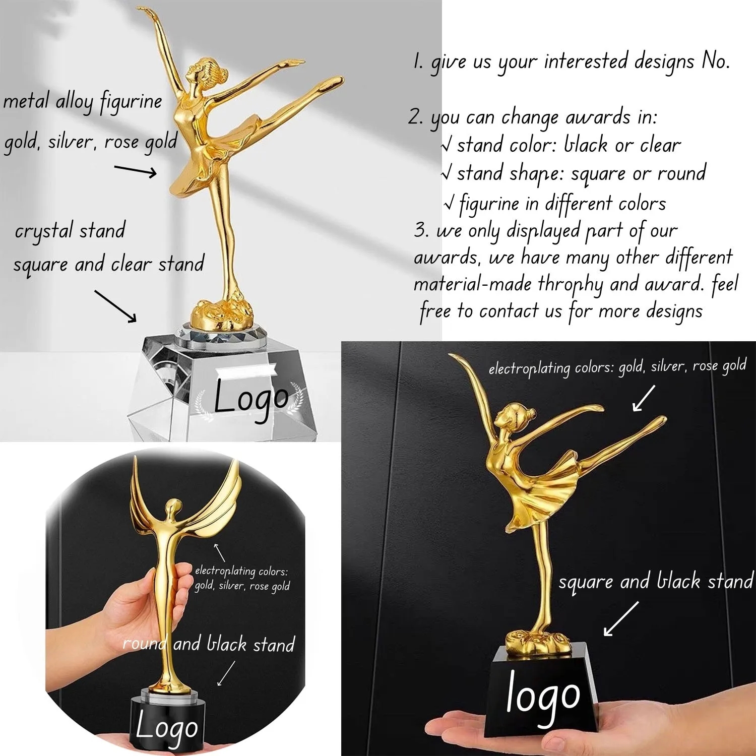 Winner Crystal Dance Trophy Ballet Award for Kids Prom Prize 4