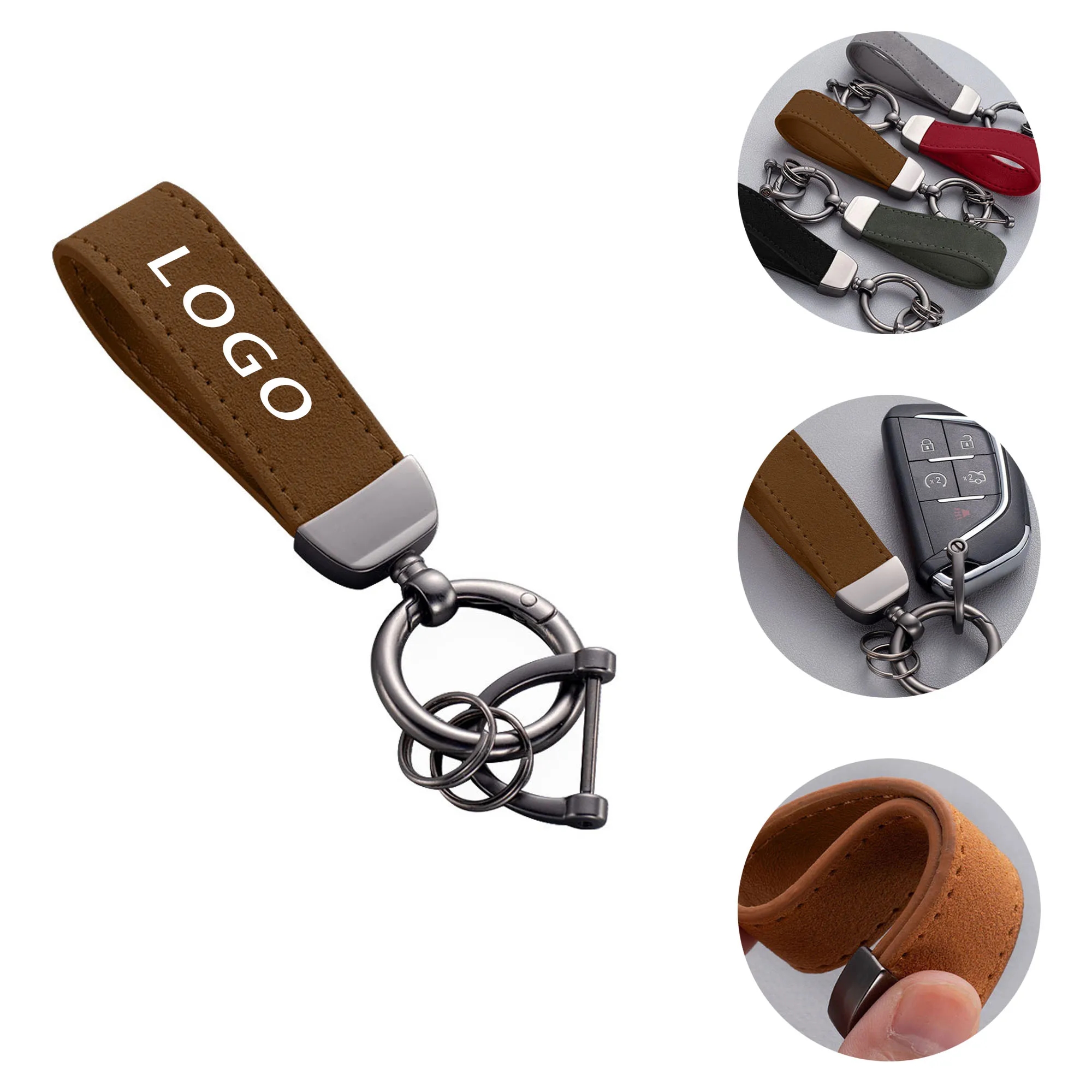 Leather Keychain With Logo For Carrying